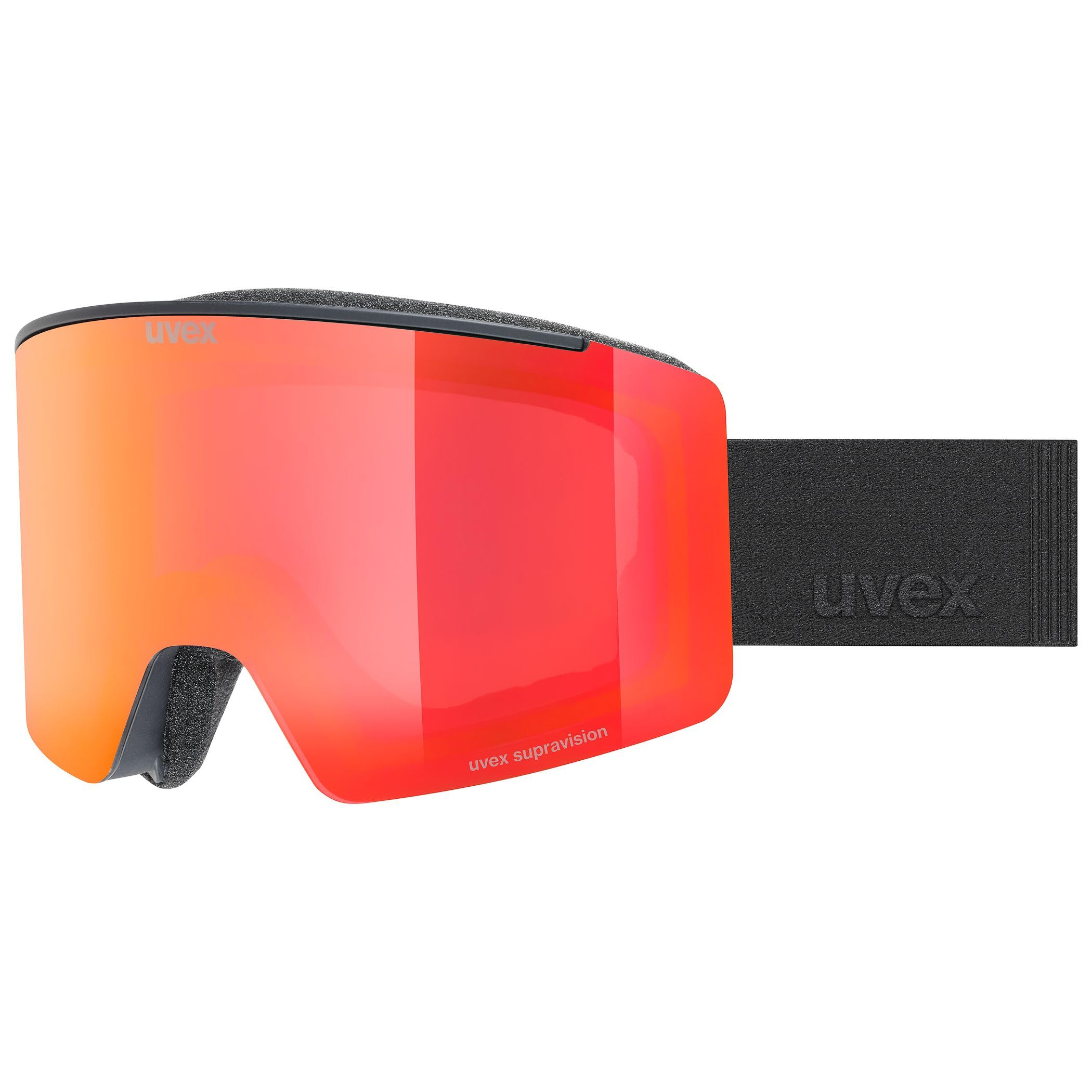 Uvex Unisex-Adult, ignite FM ski goggles, black matt/mirror red, one size