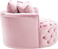 Vista 8 de HomSof Chaise giratorio para interiores y exteriores, sofá moderno para sala de estar, club, silla redonda, respaldo tallado con botones