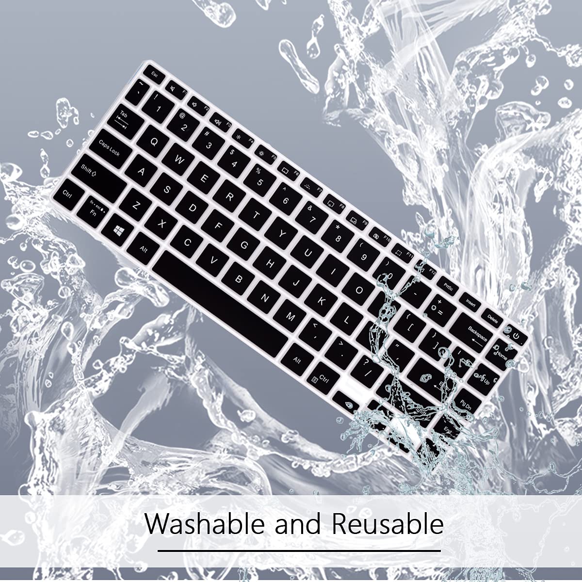 Tastaturabdeckung aus Silikon für ASUS VivoBook S14 S433 S435 M433 M413 X413 K413, 14 Zoll Asus E410 L410 ZenBook 14 ZenBook 14 ZenBook 14 ZenBook 14 UX43 5EG Q407IQ, Schwarz.
