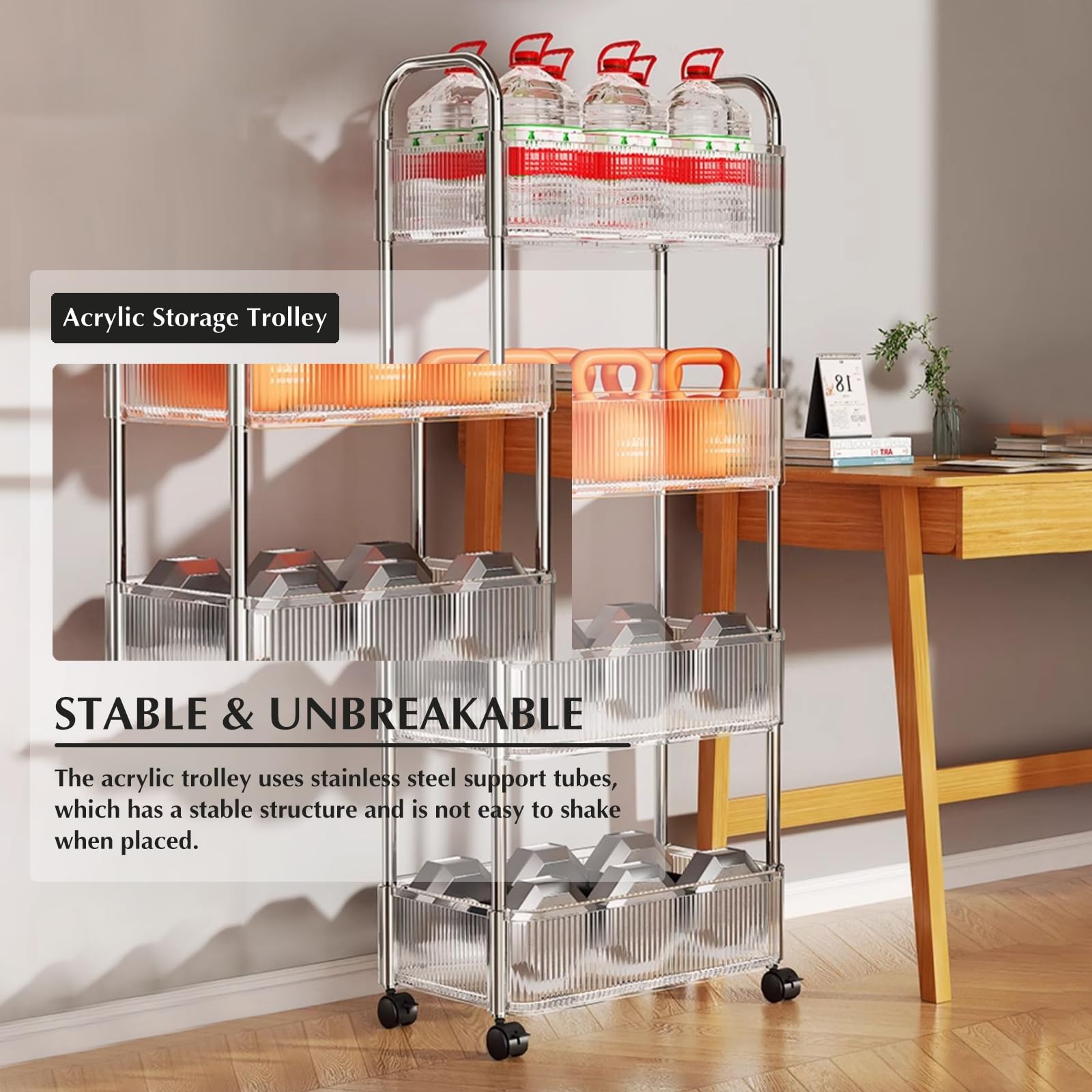 COSTWAY Carrello di Stoccaggio con 12 Cassetti, Carrello portaoggetti con 4 Ruote, Carrello