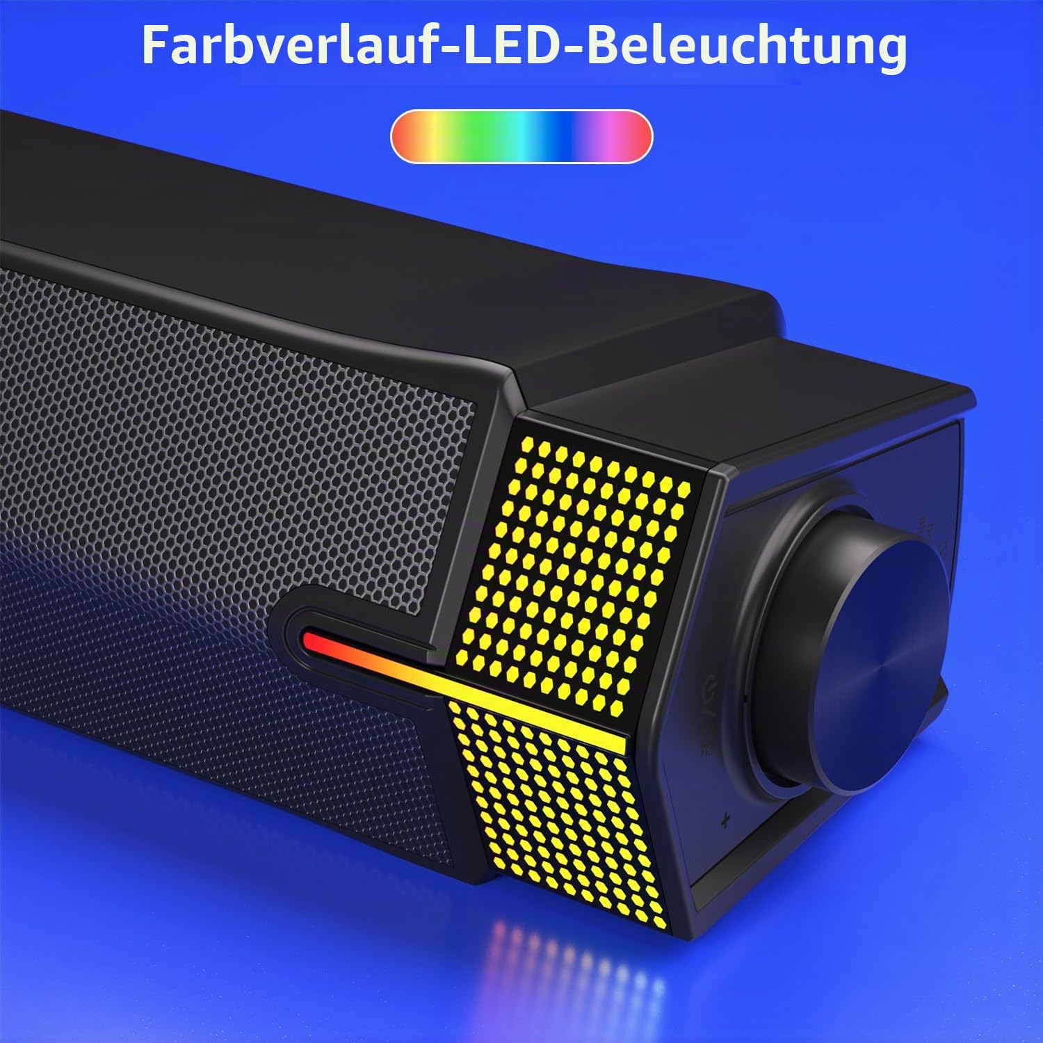 Jeecoo M20 Bluetooth-Computer-Lautsprecher für PC-Desktop-Monitor, Gaming-PC-Soundbar, kabelgebunden, USB-betrieben, hervorragender Stereo-Sound, mit Farbverlauf, RGB-Beleuchtung, kombinieren/trennen