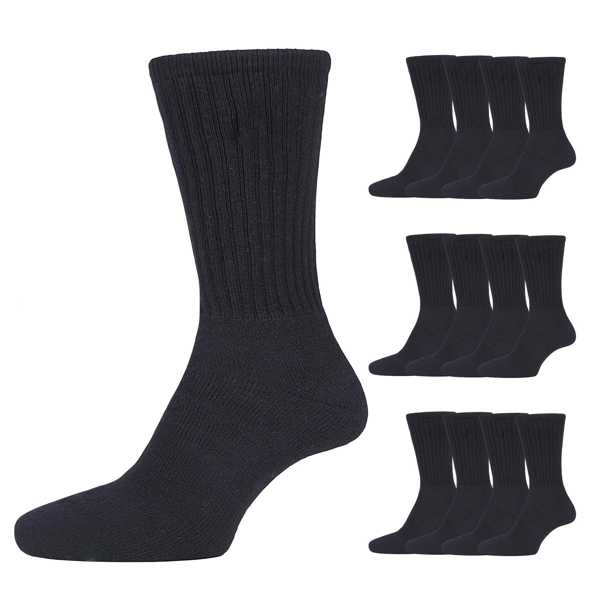 12 Pairs Mens Cotton Rich Sport Socks Work Socks Shoe Size 6-11 and Big Foot 12-14