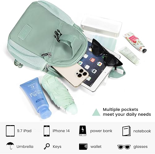 Vista 29 de LOVEVOOK Bolso bandolera para mujer, casual, de nailon, bandolera, mochila de viaje, bolsa de hombro, senderismo, mochila