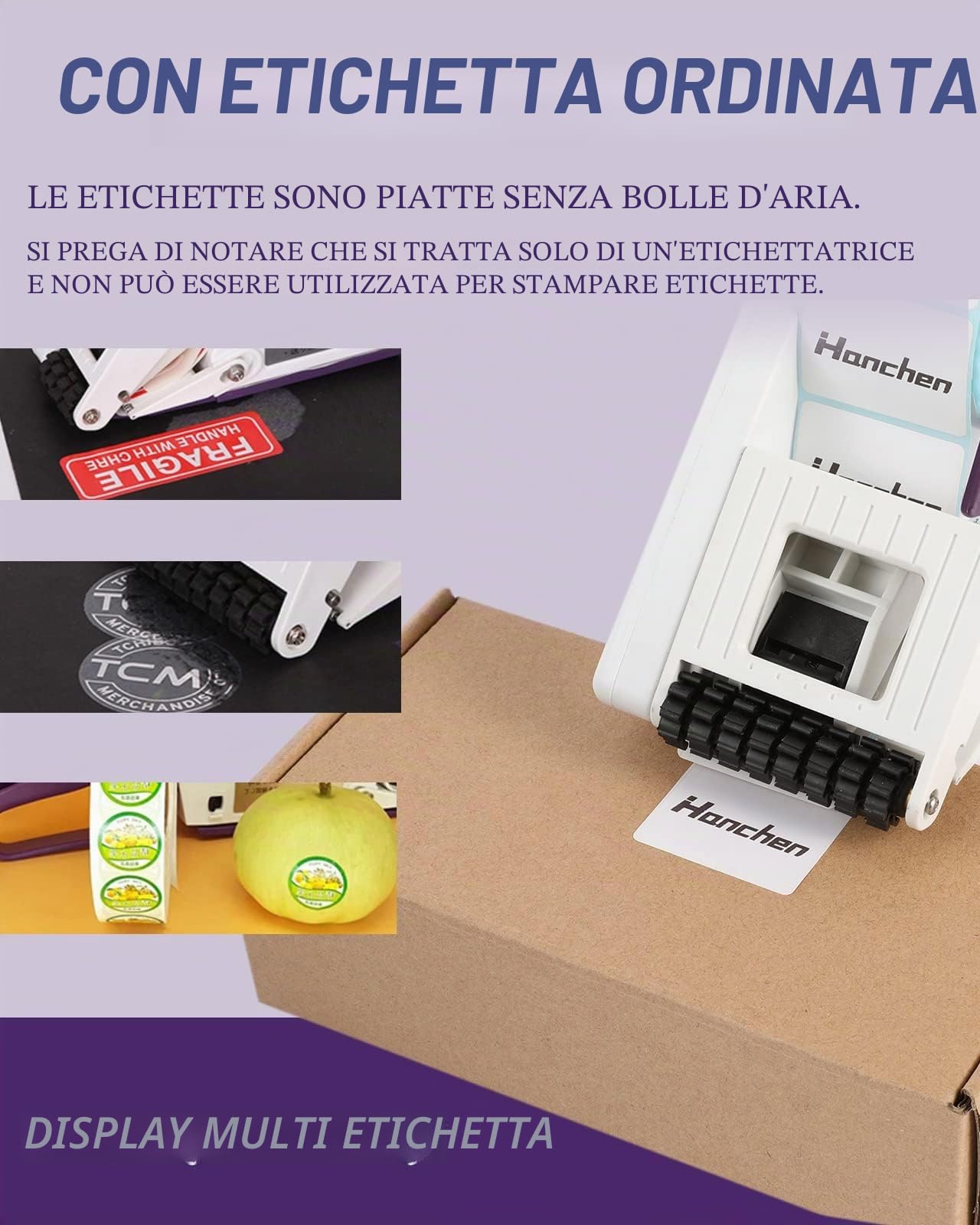 Hanchen Applicatore di etichette Etichettatrice adesiva portatile Pistola Applicatore di codici a barre Applicatore di etichette manuale Etichettatrice per bottiglie piatte quadrate rotonde per