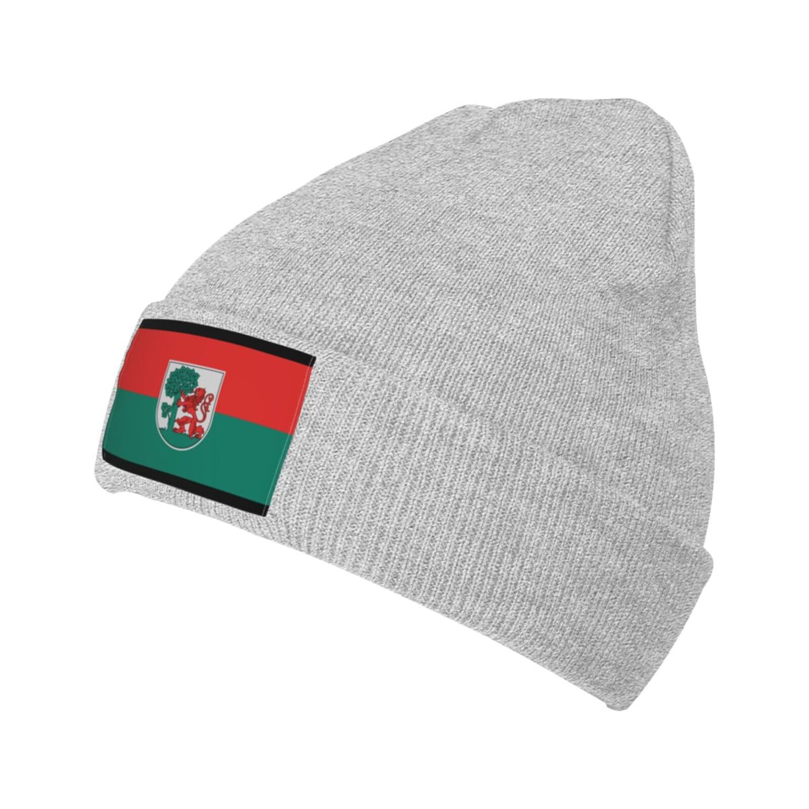 KWQDOZF Flag of Liepāja Beanie Unisex Knit Hat Acrylic Cuffed Cap Winter Hats Black