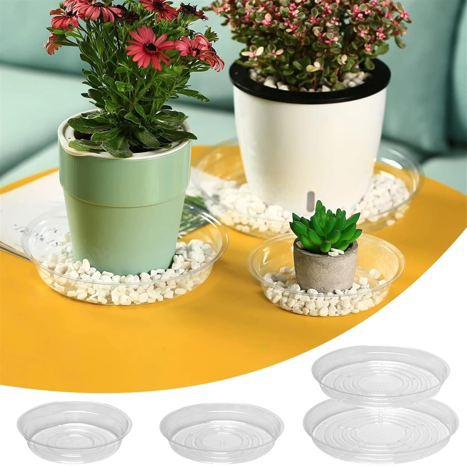 3 platillos de plástico for plantas, platillos transparentes for plantas, bandejas for macetas de jardín, bandejas de goteo transparentes for el cuidado de plantas de interior Bandeja Para Macetas(10i