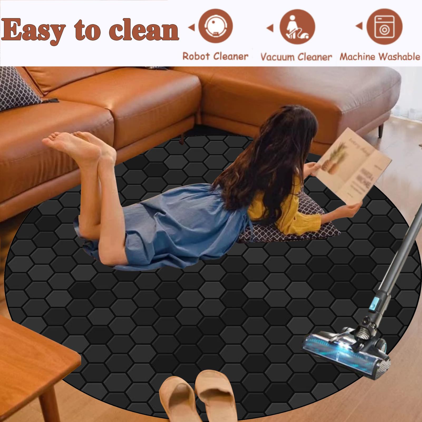 Alfombra Silla Gaming, Redondo Alfombrilla de Protección para Suelos Duros 130 cm, Protector Suelo Silla Ruedas, Alfombrilla Protectora para Silla de Oficina, Alfombra Multiusos para el hogar