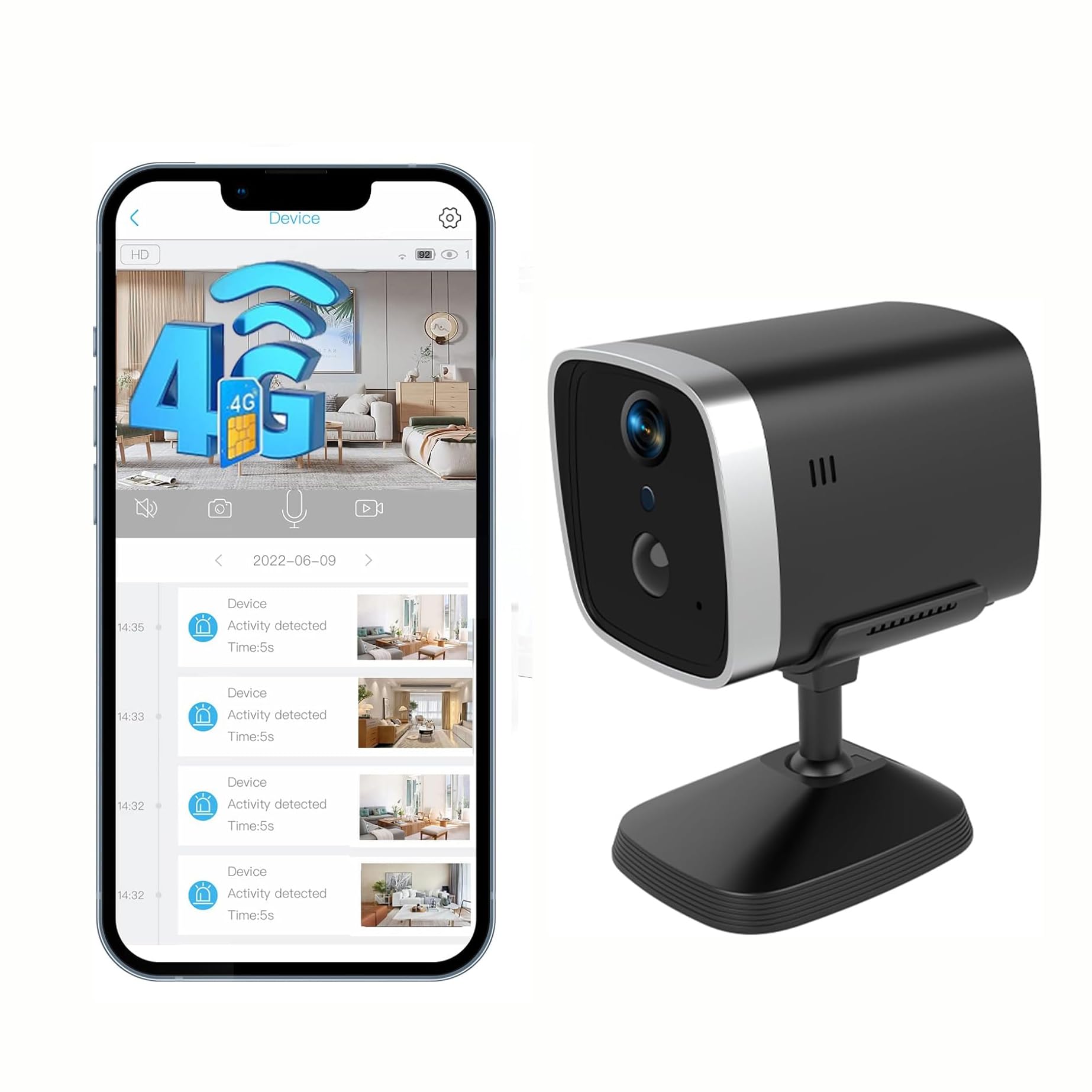 4G LTE Cellular Security Camera,Not Support WiFi SIM Card Included,PIR Motion Detection,2K Security Camera,20-Day Standby Battery Life,Night Vision,Easy Connectivity of APP-image-10