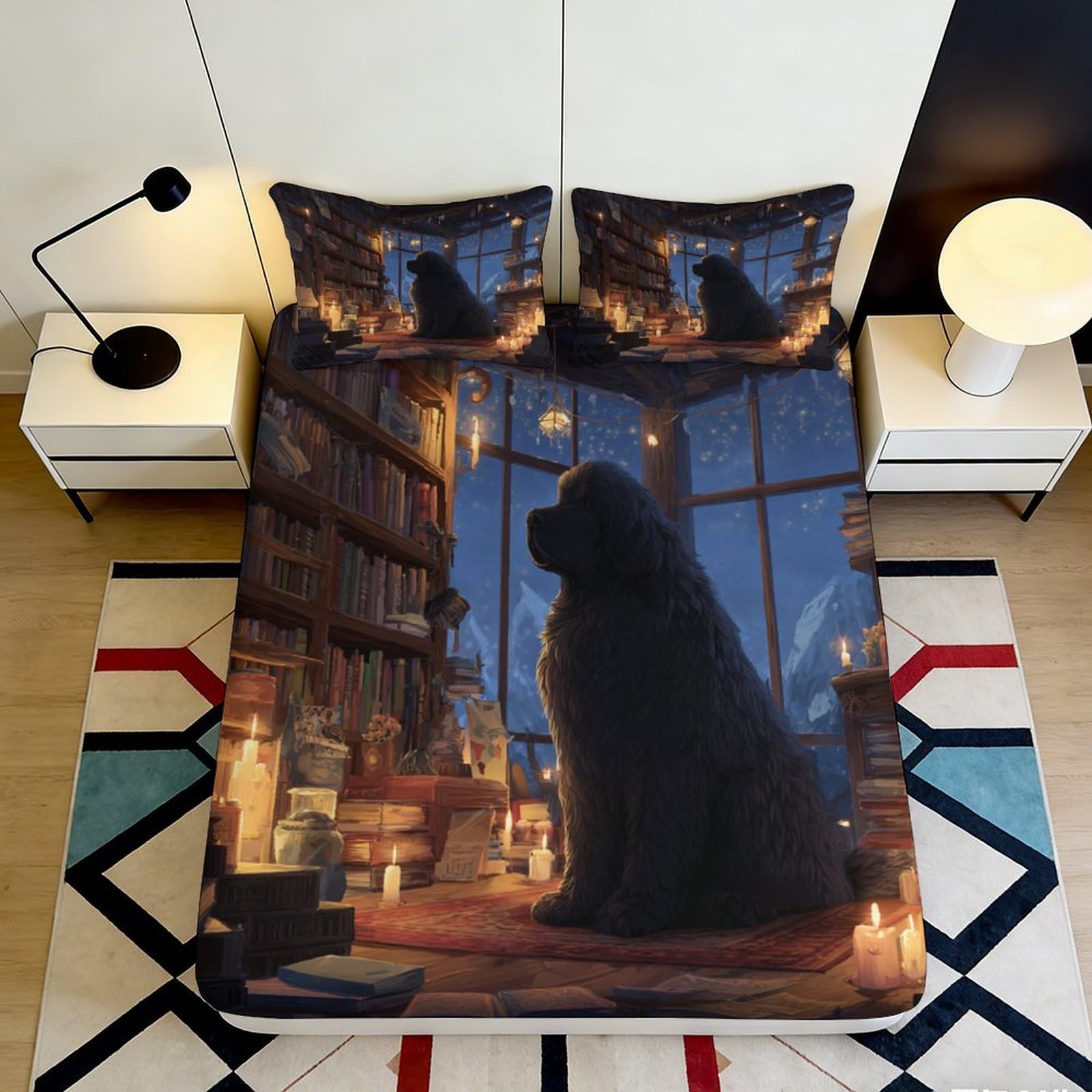 3D Printed black cat window scene Fitted Sheet, Microfiber soft touch, wrinkle resistant, apartment bedding, bedroom decor, mattress protector, easy care, stylish accent, home use 90x200x25cm