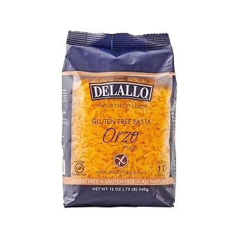 DeLallo Gluten Free Orzo Pasta, 12 oz Bag, (2 Pack), Made with Corn and Rice Flour, Handcrafted in Italy, Non-GMO, All Natural, Kosher