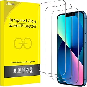 JETech Película de Vidro Temperado de Cobertura Total para iPhone 16e 2025, iPhone 13/13 Pro 6,1 Polegadas, 9H Protetor de Tela Caso-Amigável, HD Transparente, Pacote com 3