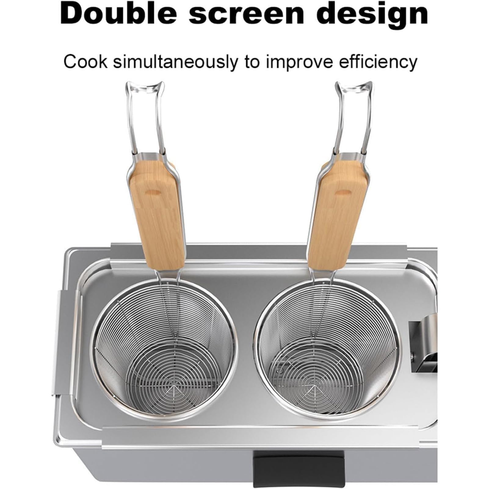Set per Cucina di Pasta Elettrico con Inserto a Doppio Cestello a Rete, Temperatura Regolabile 30–110°C, Cuocipasta Automatico con Spegnimento per Casa e Cucina Commerciale