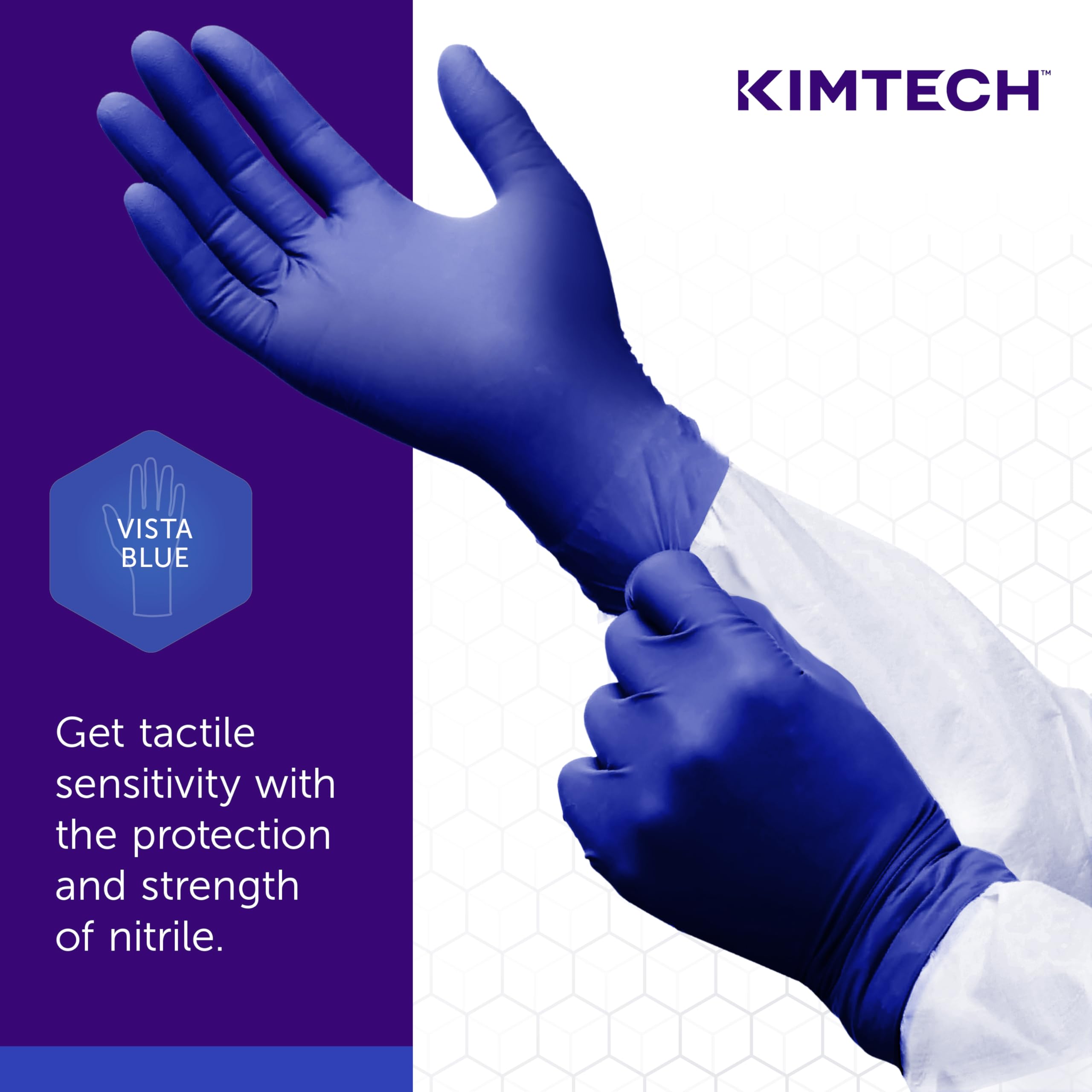 KIMTECH™ Vista™ Nitrile Exam Gloves (62828) 4.3 Mil, Ambidextrous, 9.5”, L, 200 Nitrile Gloves / Box,Blue