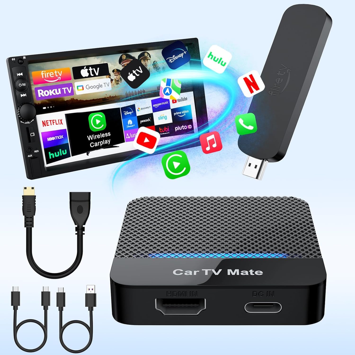 Car TV Mate Pro – Adaptador sem fio CarPlay e HDMI para Fire T V Car TV Mate Pro – Adaptador sem fio CarPlay e HDMI para Fire T V