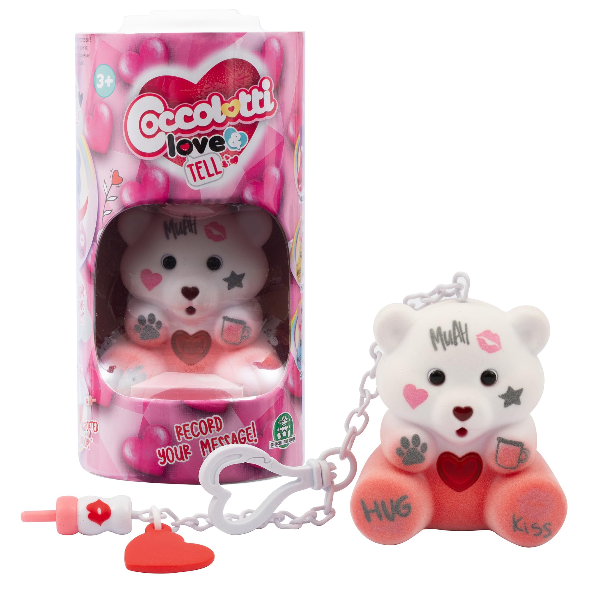Coccolotti, Love & Tell Interactive Bear, Sound and Light Effects, Joy Model, Records and Repeats Messages, Accessories Included, 7cm, Toy for Children Aged 3 and Up