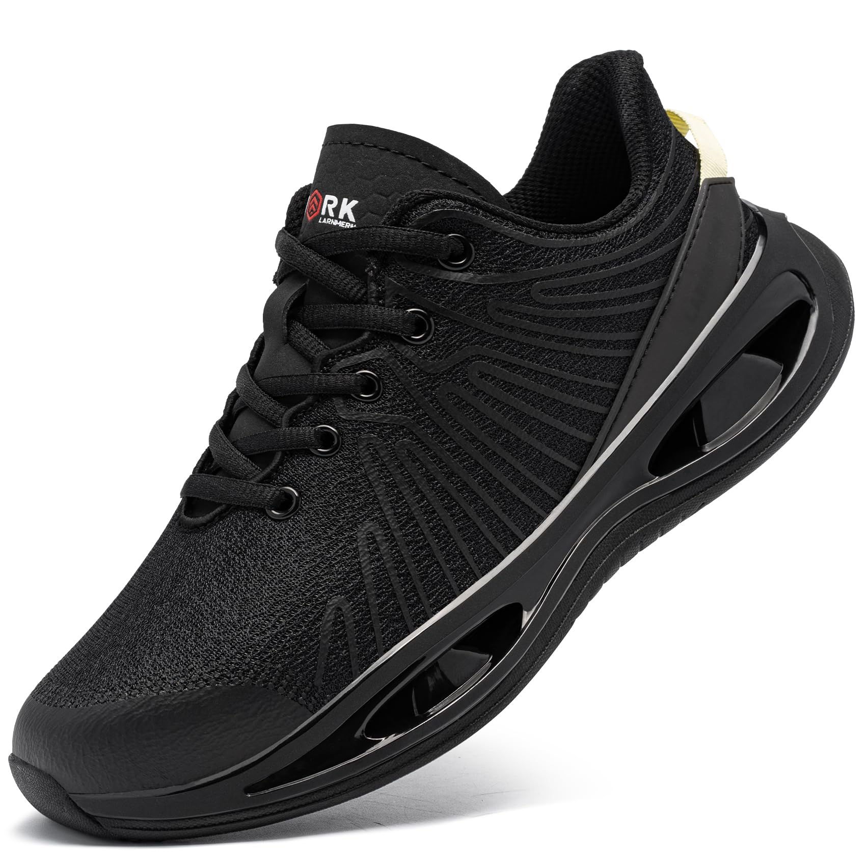 LARNMERN Chaussures de Securite Femmes Legere Amorti Confortable Embout Protection Acier Respirabilité Chaussure de Travail Mode Basket Securite Noir A 38EU