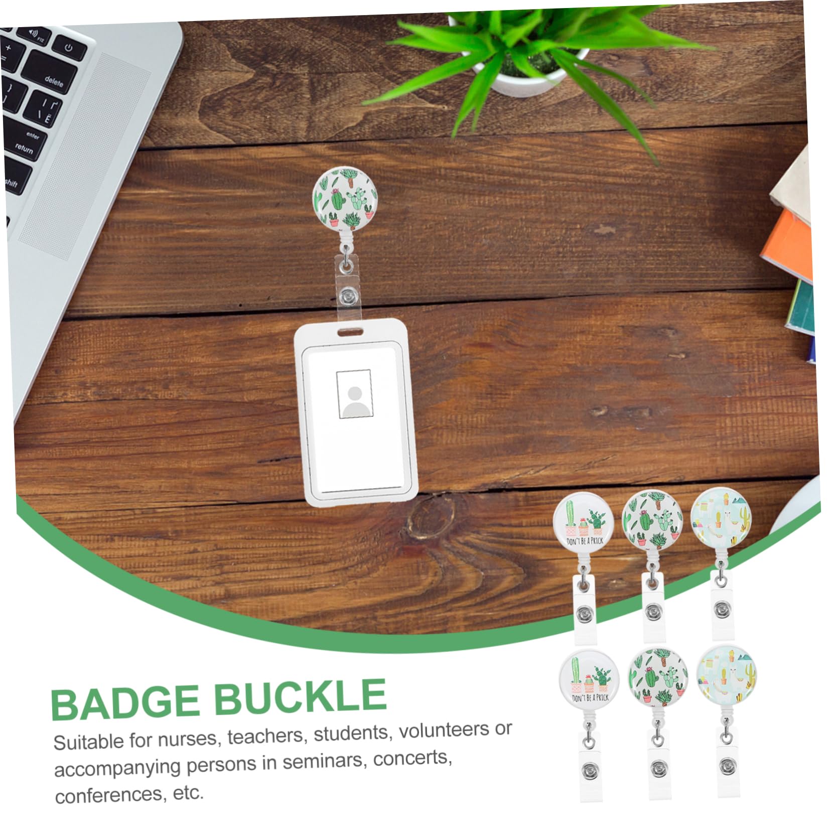 3 Juegos Cactus Hebilla De Identificación Titular De La Placa Con Clip Titular De La Placa De Clips Tarjeta De Identificación Clip Tarjeta Retráctil Carretes Accesorios 6 piezas * 3