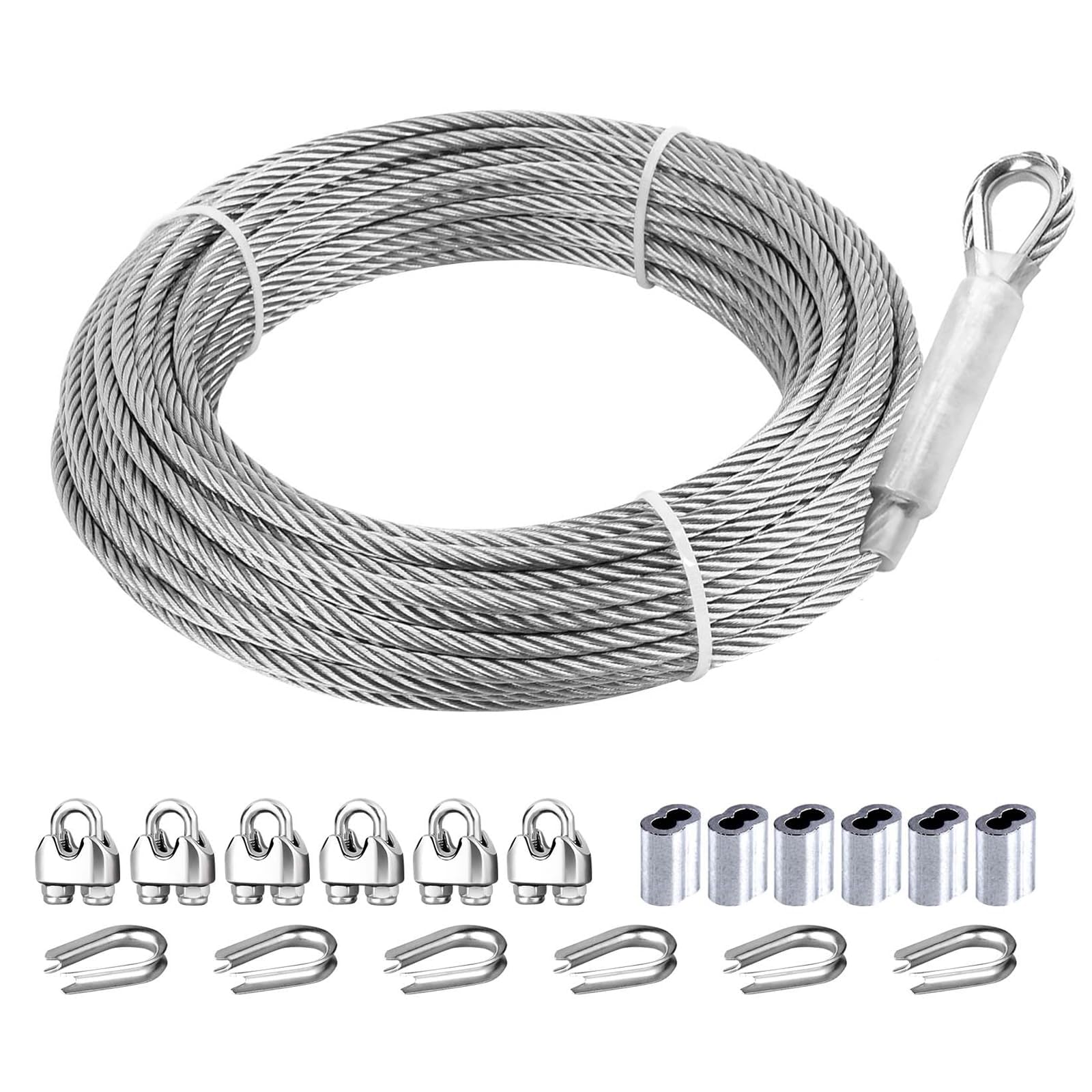 hannger 3/16 Stainless Steel Cable, 25ft Wire Rope, 7X 19 Strands, 3700lbs Breaking Strength, Marine Grade 304 Stainless Steel Aircraft Cable for