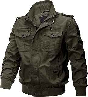 Men's Spring Fall Casual Windbreaker Jacket Cargo Stand Collar Military Bomber Jackets Coat - coolthings.us