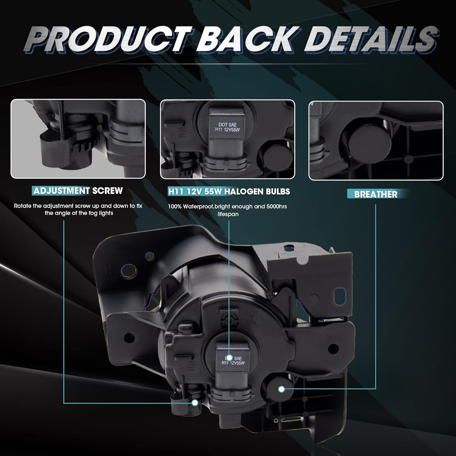 Driving Fog Lights Lamps Assembly Kit for 2009-2014 Nissan Maxima Fog Light Replacement with H11 Halogen Bulbs Switch and Wiring Kit