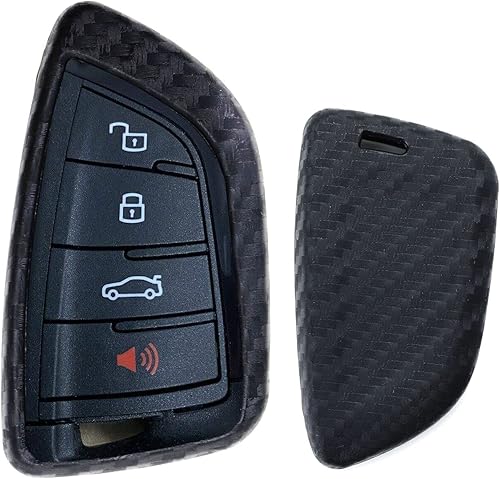 iJDMTOY Funda de silicona suave con patrón de fibra de carbono negra compatible con Toyota Supra GR 2020 en adelante