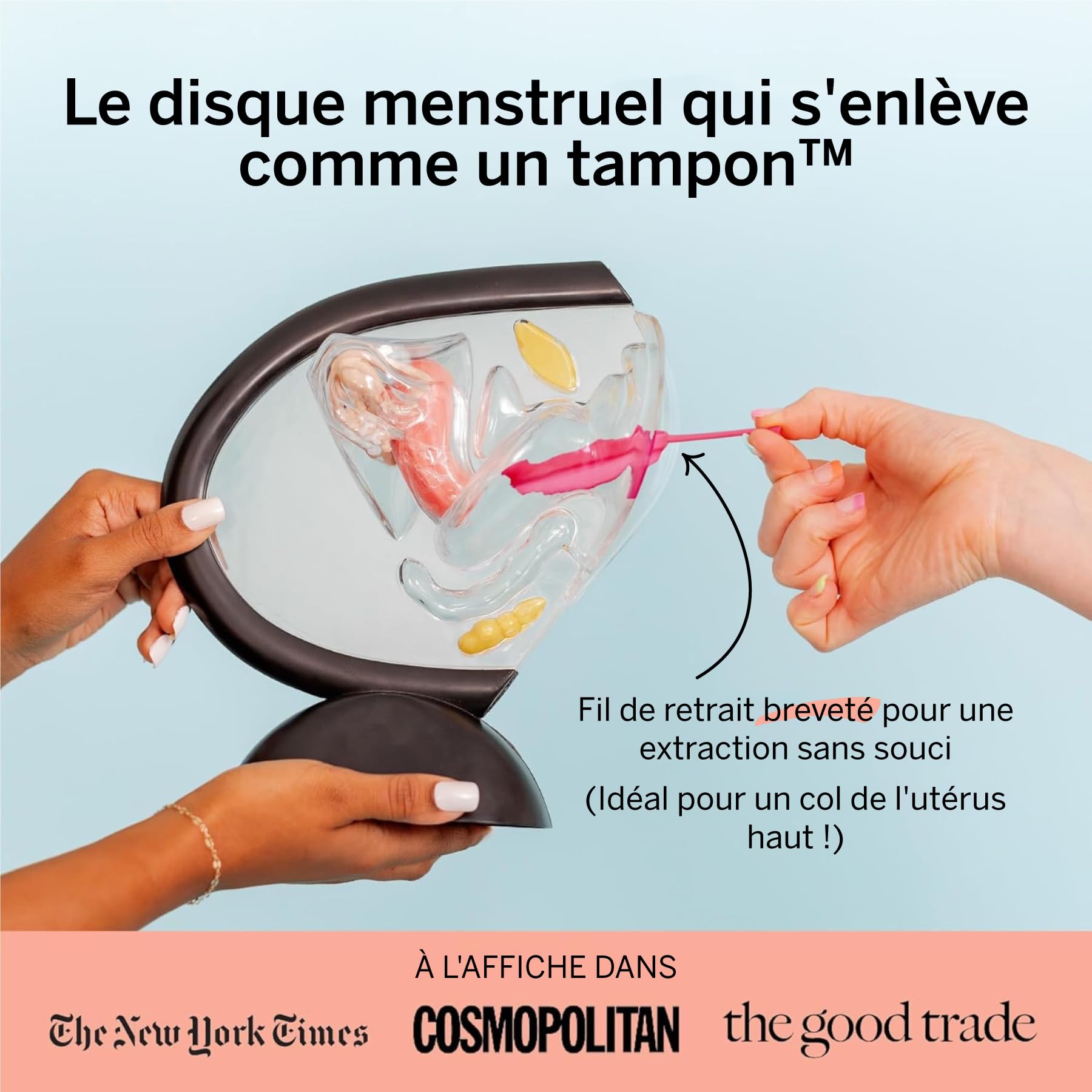 Lot de 2 disques menstruels avec applicateur – Sans métaux ni toxines – Silicone médical 100% – Disques réutilisables extra-souples – S’insèrent/se retirent comme un tampon – Équiv. à 5 et 7 tampons