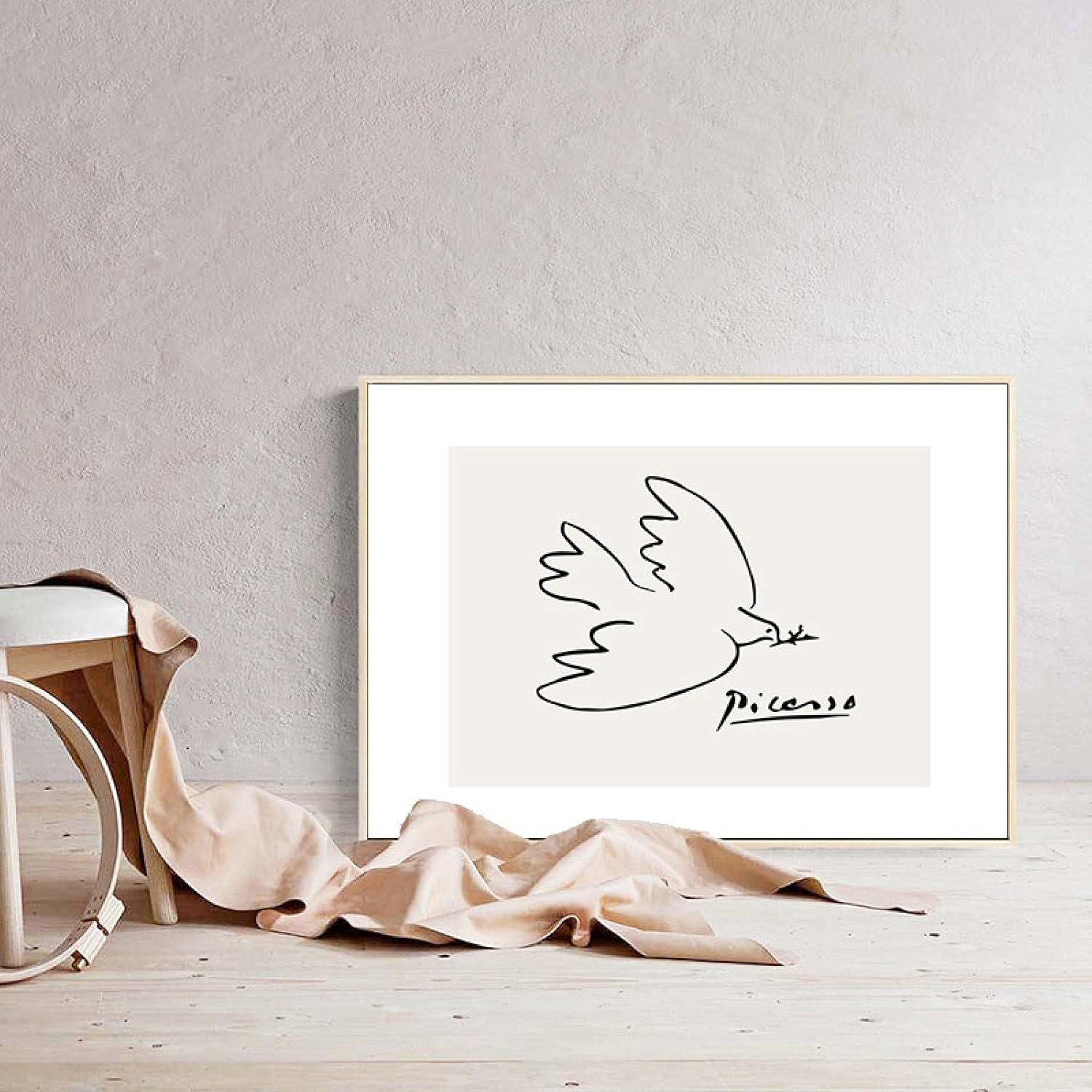 キャンバスプリントピカソアート線画ポスター抽象ミニマリスト壁アート有名な絵画モダンな装飾画像アートワーク60x80cmx2フレームレ