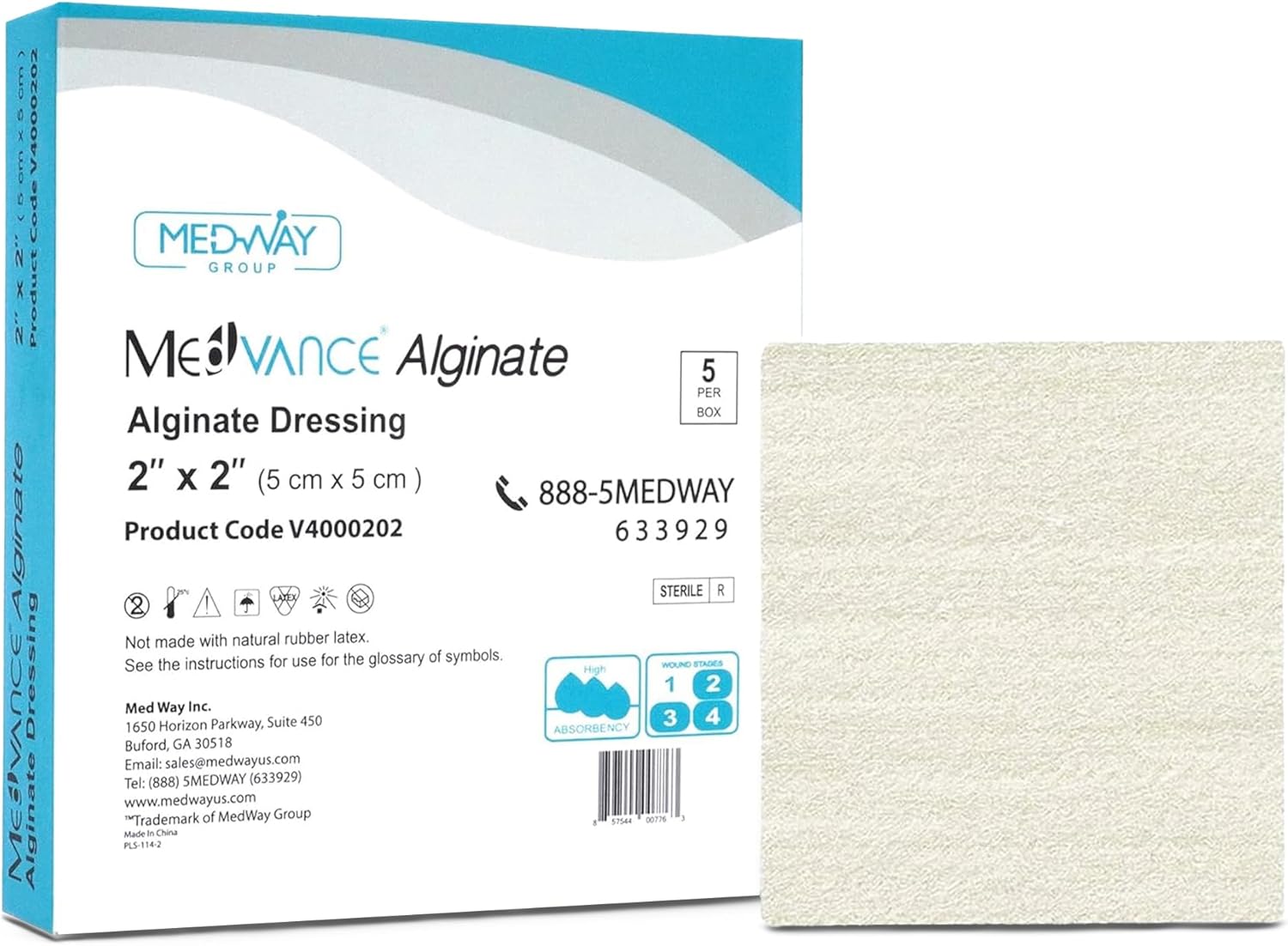 MedVance Silver Calcium Alginate Ag Sterile Highly Absorbent Dressing, (0.8" x 12") Pack of 10