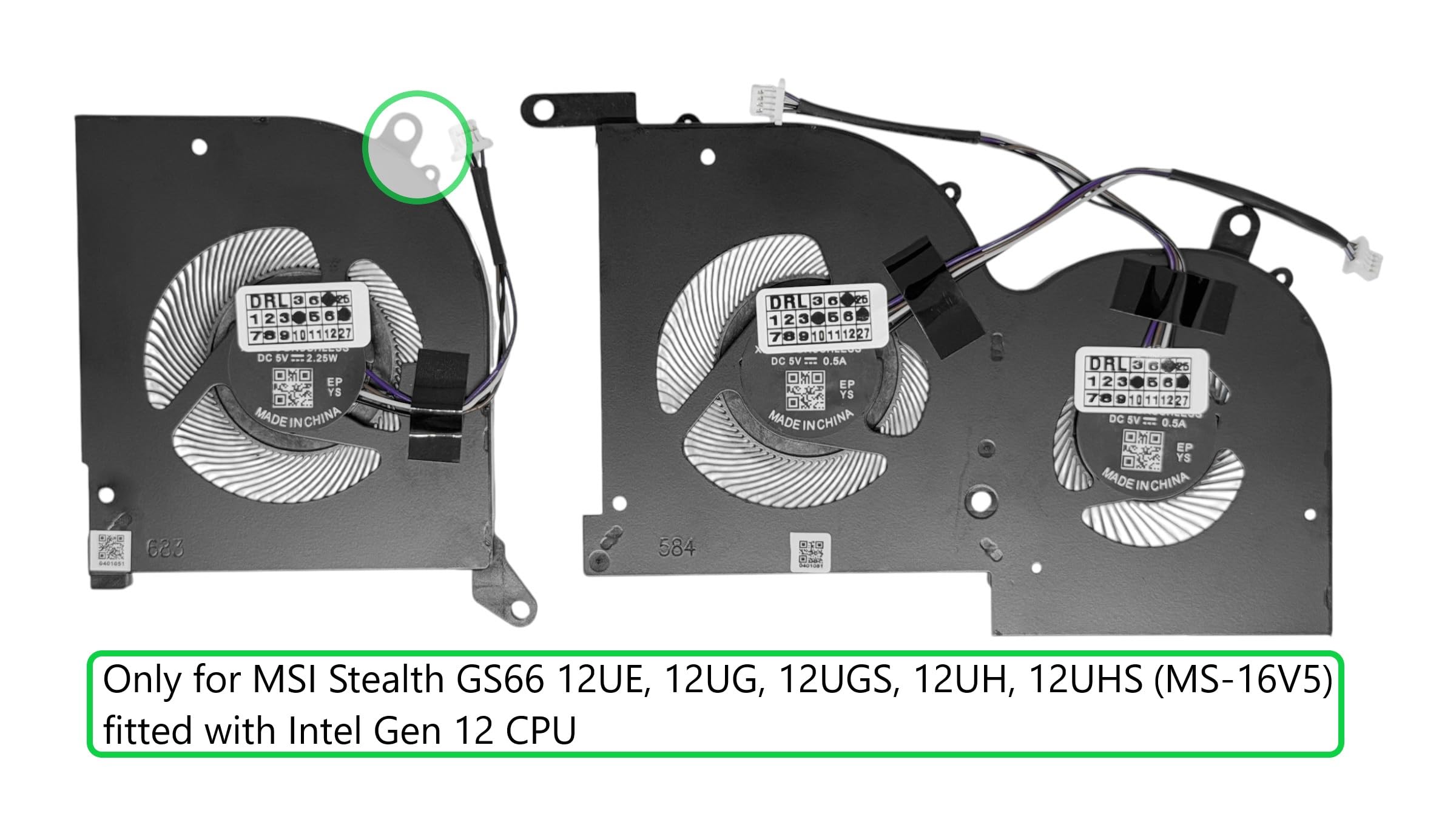 Ventole di raffreddamento CPU + GPU per MSI Stealth GS66 12UE, 12UG, 12UGS, 12UH, 12UHS (MS-16V5) (Only for Intel Gen 12th Processor)