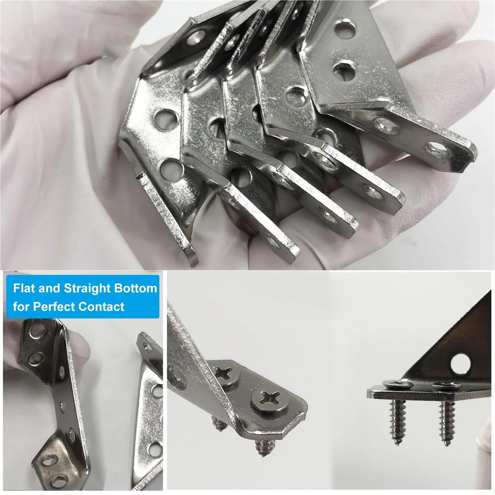 Staffe angolari universali in acciaio inox, 20 pezzi, connettori angolari per mobili con viti, staffe di supporto triangolari