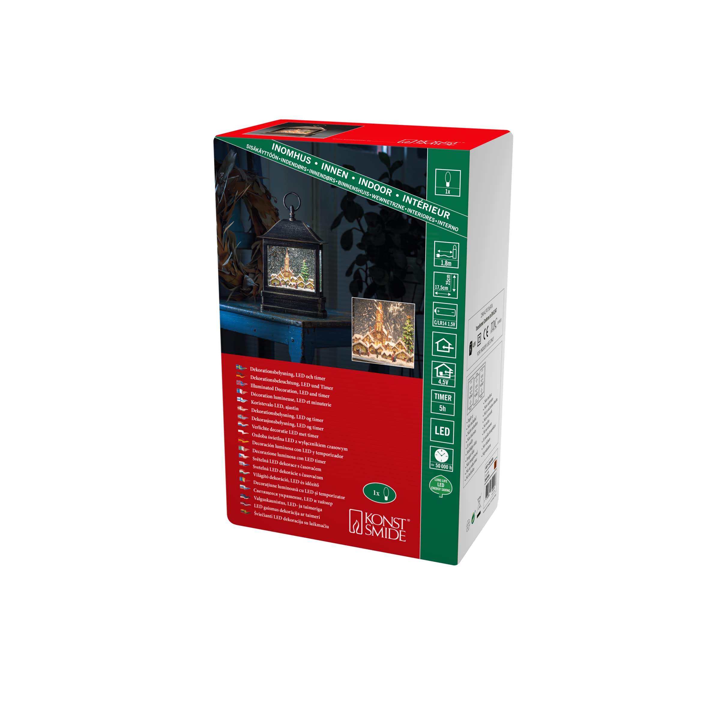 Konstsmide 4350000 LED Snow Globe Lantern "Christmas Market Scene