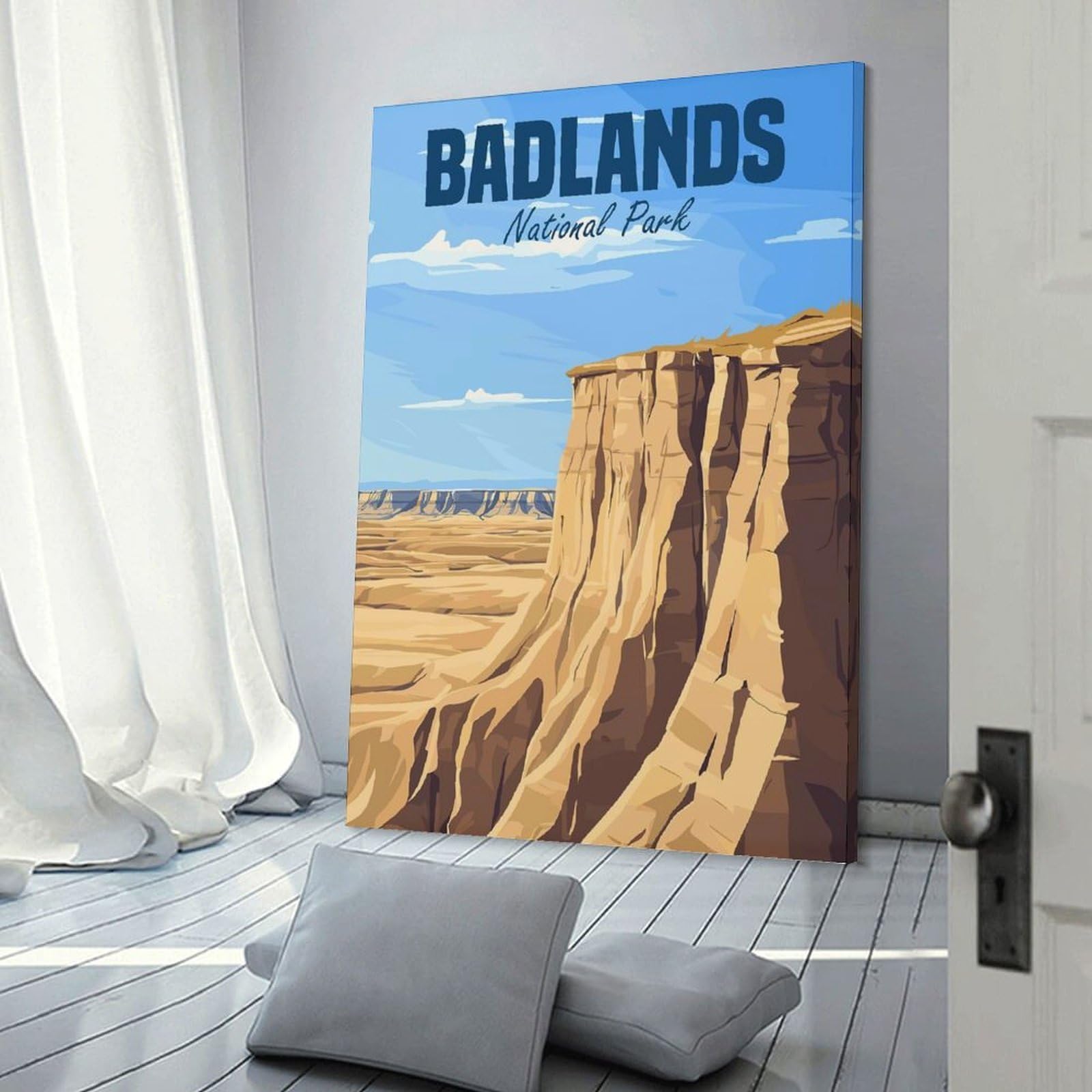 Junmoney Badlands National Park Canvas Wall Decor, 20x30inch(50x75cm), for Bedroom, Guest Room Or Reading Nook, Canvas Wall Decor for Personal Spaces