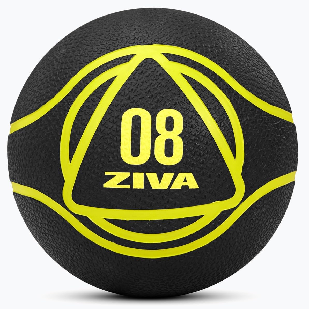 ZIVA Medicine Ball – Durable Rubber Weighted Ball with Easy-Grip Textured Shell for Core, Balance and Strength Training – Commercial Quality (Black, 4–20 lb)