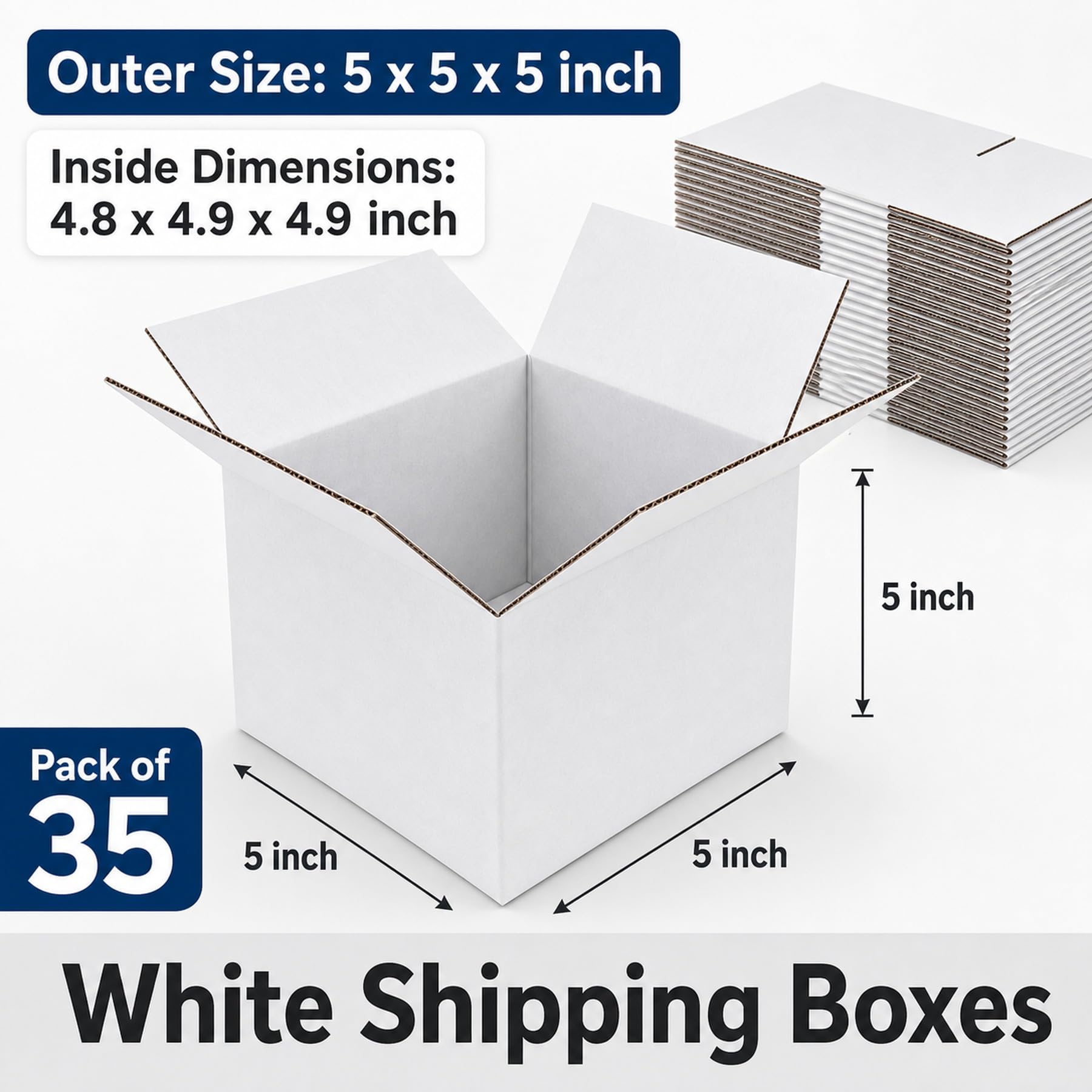Scatole per spedizioni bianche – Scatole in cartone ondulato da 12,7 x 12,7 x 12,7 cm (confezione da 25), resistenti e riciclabili per piccole imprese, e-commerce, posta e imballaggio