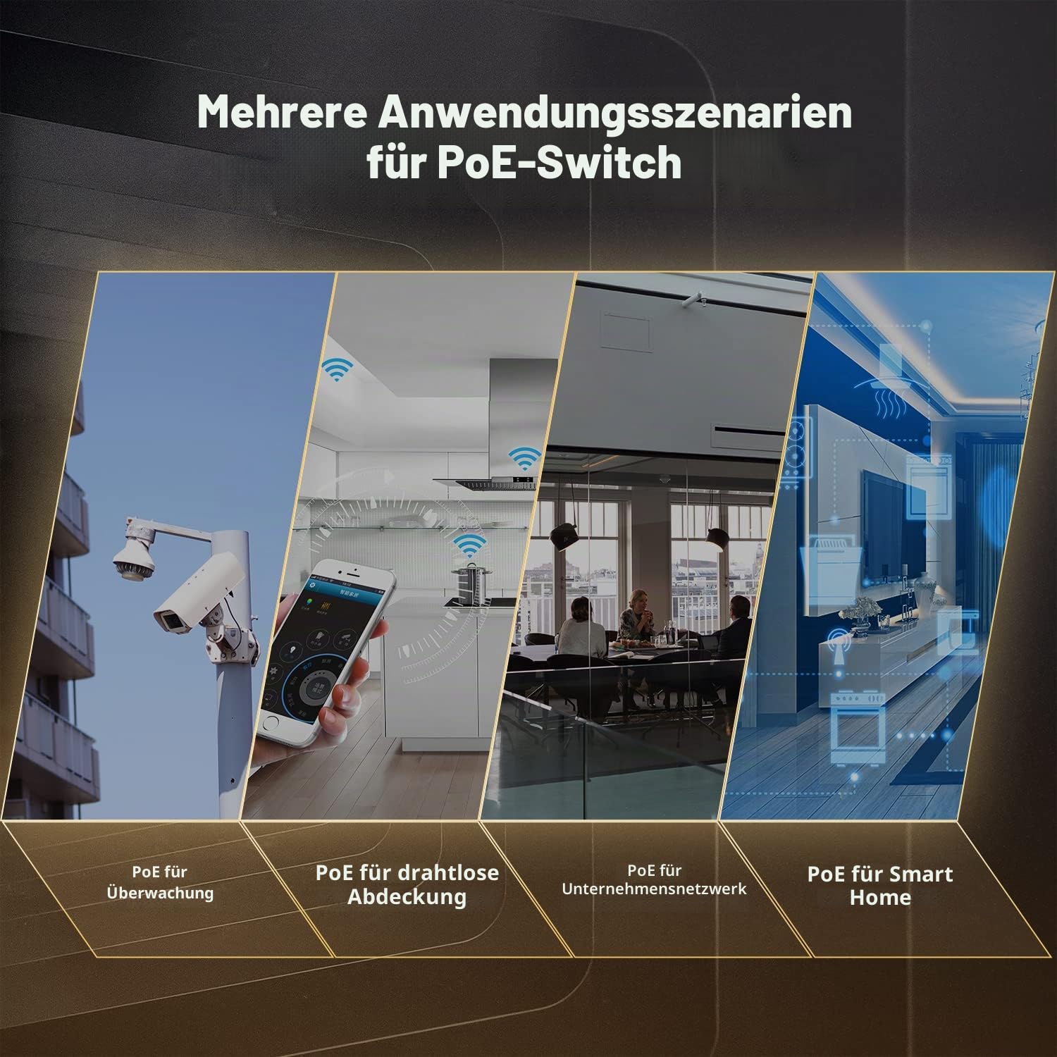 MokerLink 24 Port PoE Switch, 2 Gigabit Uplink Ethernet Port, 400 W Hochleistung, Unterstützung von IEEE802.3af/at und Nicht verwaltetem PoE + für die Rackmontage