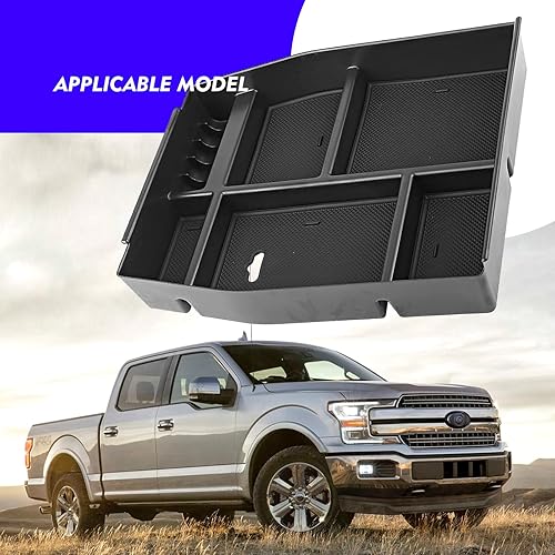 Miniatura 8 de XXCIWP Bandeja de consola F150 2018, bandeja organizadora de consola central para Ford F-150 Raptor 2015-2020, reposabrazos medio, caja de