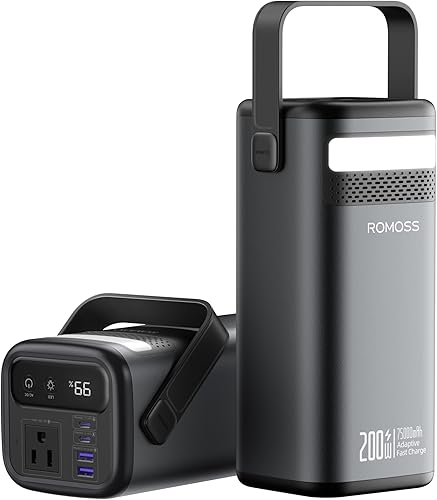 ROMOSS Estación de banco de energía de 75,000 mAh, estación de energía exterior de 240 Wh, paquete de batería LiFePO4, salida de CA de 200 W,