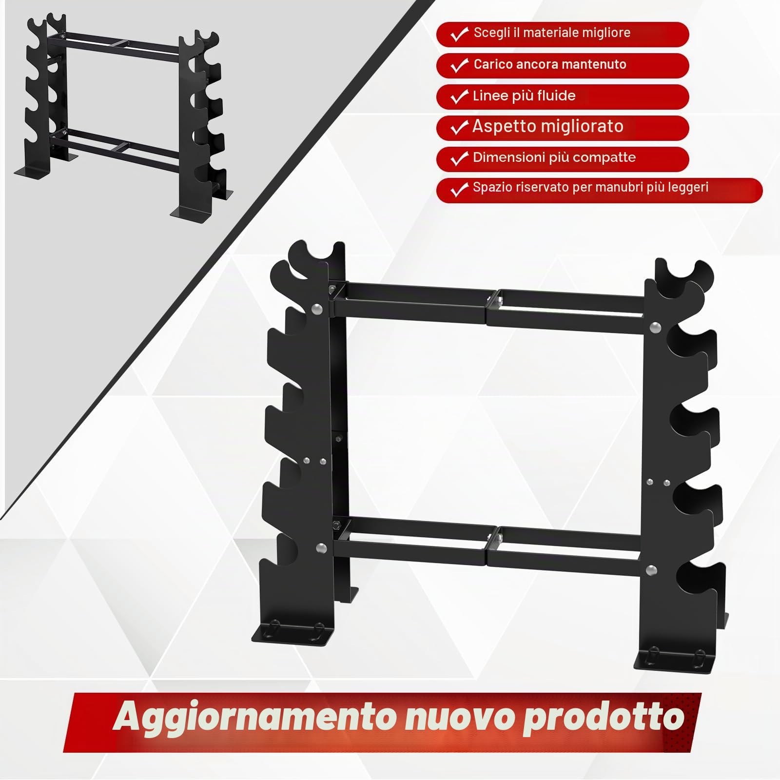 RELIFE REBUILD YOUR LIFE Rettangolo Manubri Rack Dumbbell Rack Manubri Supporto Peso Rastrelliera Pesi Porta pesi Palestra Casa