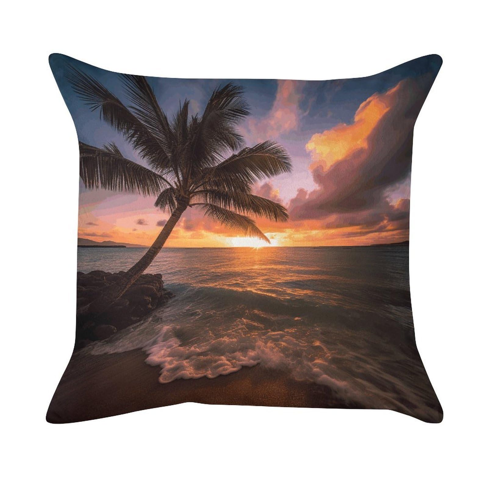 VstaDank Palm Tree Sunset Beach Pillow Covers Super Soft Pillow Cases Square Throw Pillowcase Decorative Luxury Cushion Cases Velvet Lumbar Pillow Shells with Zipper for All Seasons