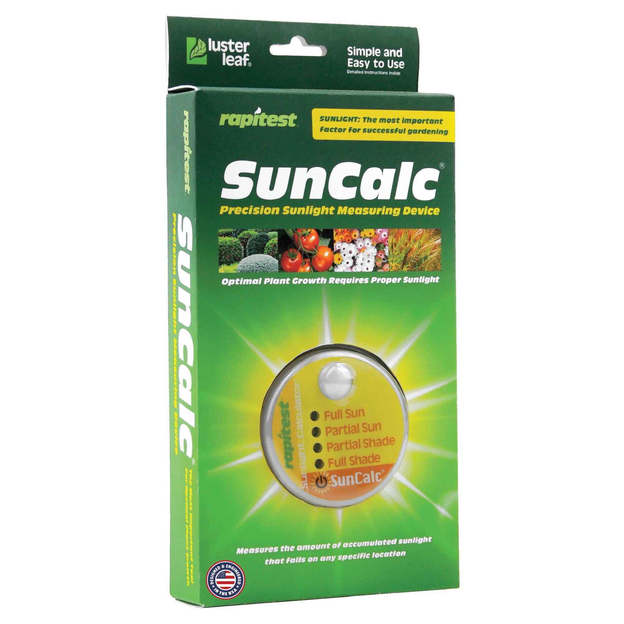 Luster Leaf 1875 Rapitest SunCalc Sunlight Calculator for Gardens – Measures Full Sun, Partial Sun, Partial Shade, and Full Shade. Designed and Engineered in The USA.