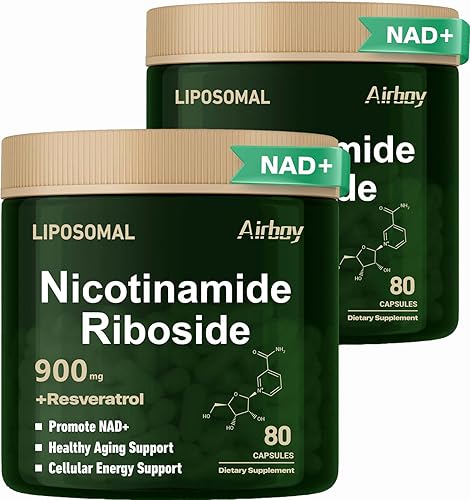 Airboy Ribosida de nicotinamida liposomal 900 mg, suplemento NAD con resveratrol, NMN alternativo NAD Booster Support Anti-Aging, Energy, Focus - 80