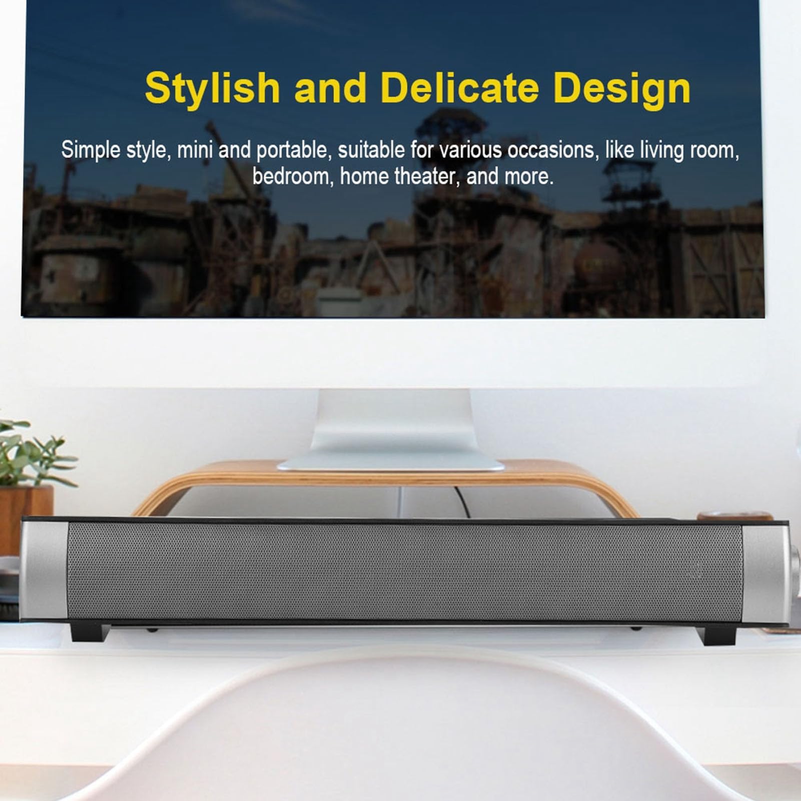 Dpofirs Soundbar, Soundbar TV z Bezprzewodowym Subwooferem Stereo, Bezprzewodowy Głośnik 10 W 2.0 4.0 do TV, Karty TF, Aux, USB, Bas, Regulowany Dźwięk Przestrzenny do Kina Domowego