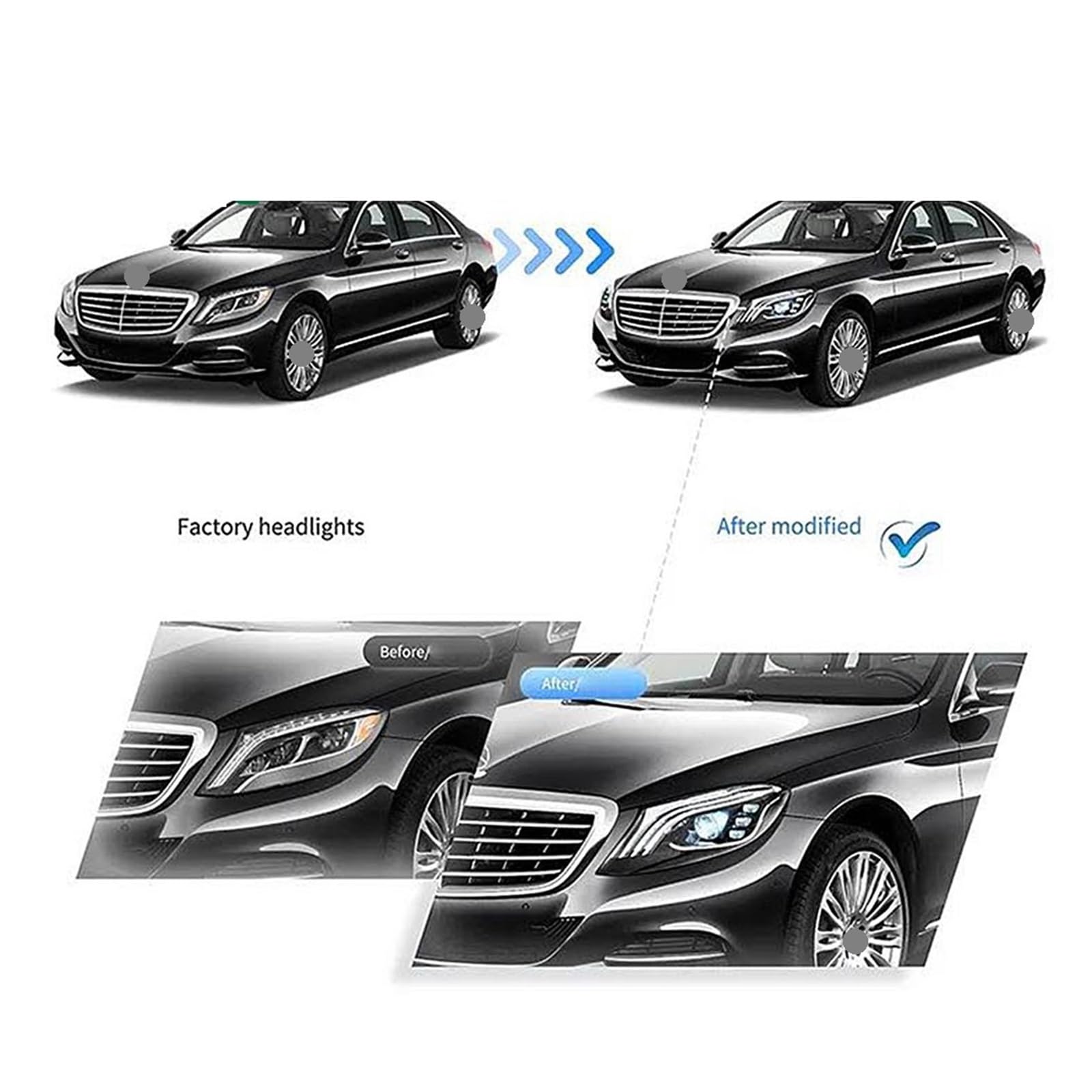 Coppia di fari Anteriori per Classe S W222 2014-2017, Kit di Tuning per Auto, Installazione Plug And Play.