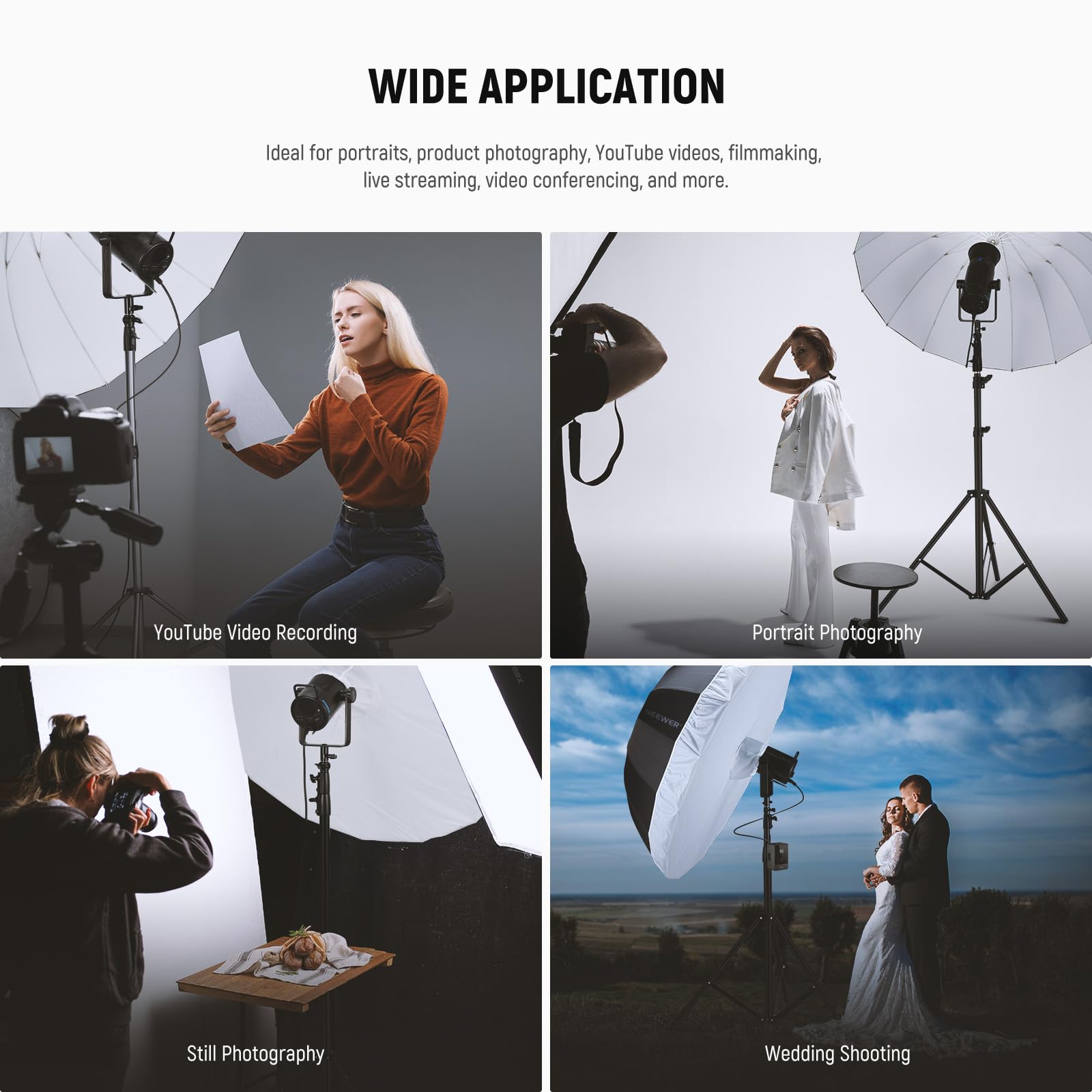 NEEWER 180cm Parapluie Parabolique Réfléchissant Softbox Photographie avec Diffuseur Intérieur Blanc, Chiffon Nettoyage & Sac, Pliage Rapide pour Studio Vidéo Lumière Monolight Flash Éclairage, NS4U