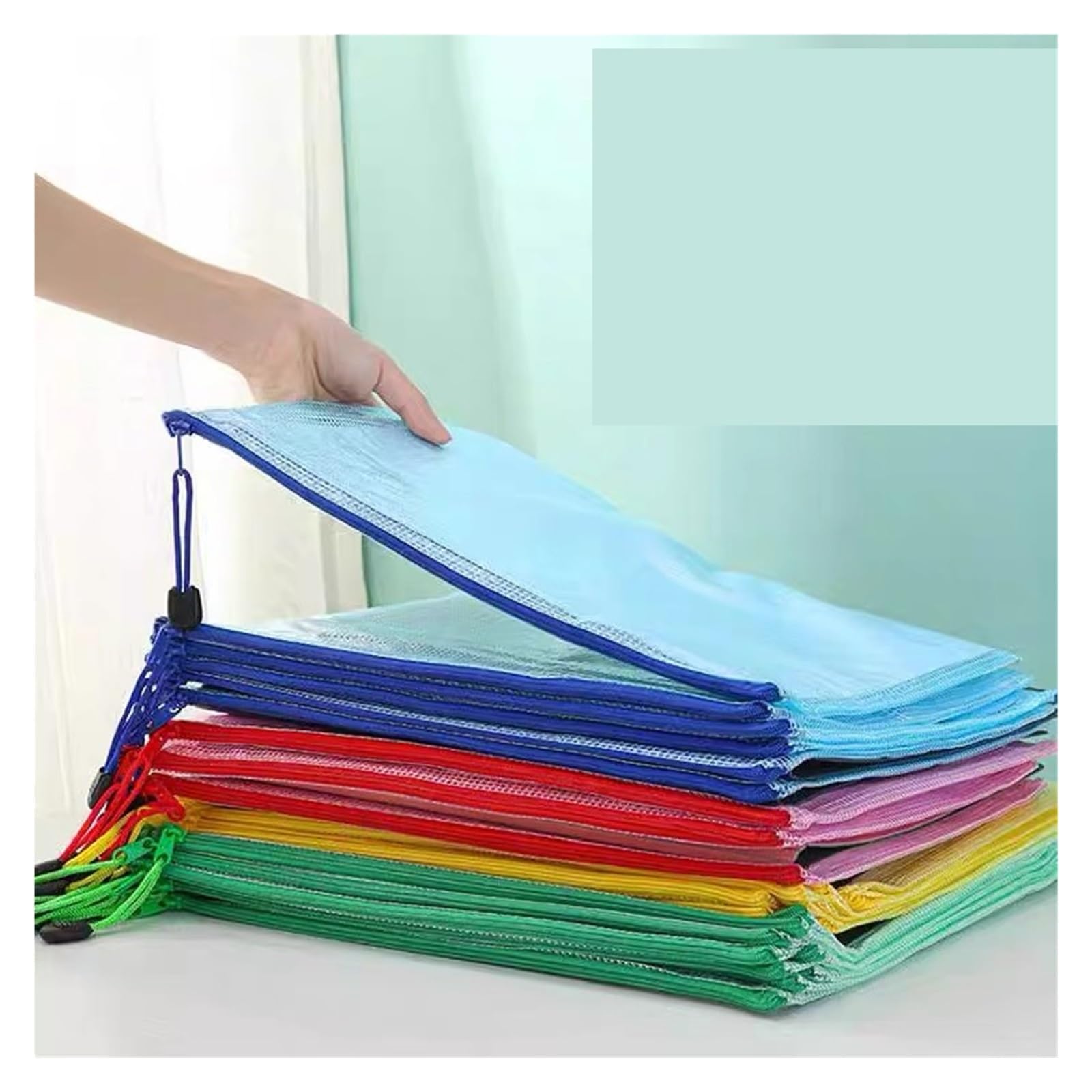 Cartelline Trasparenti Borsa for documenti A4 impermeabile con cerniera Borse for in plastica for, ricevute, materiale scolastico, viaggi(Green)