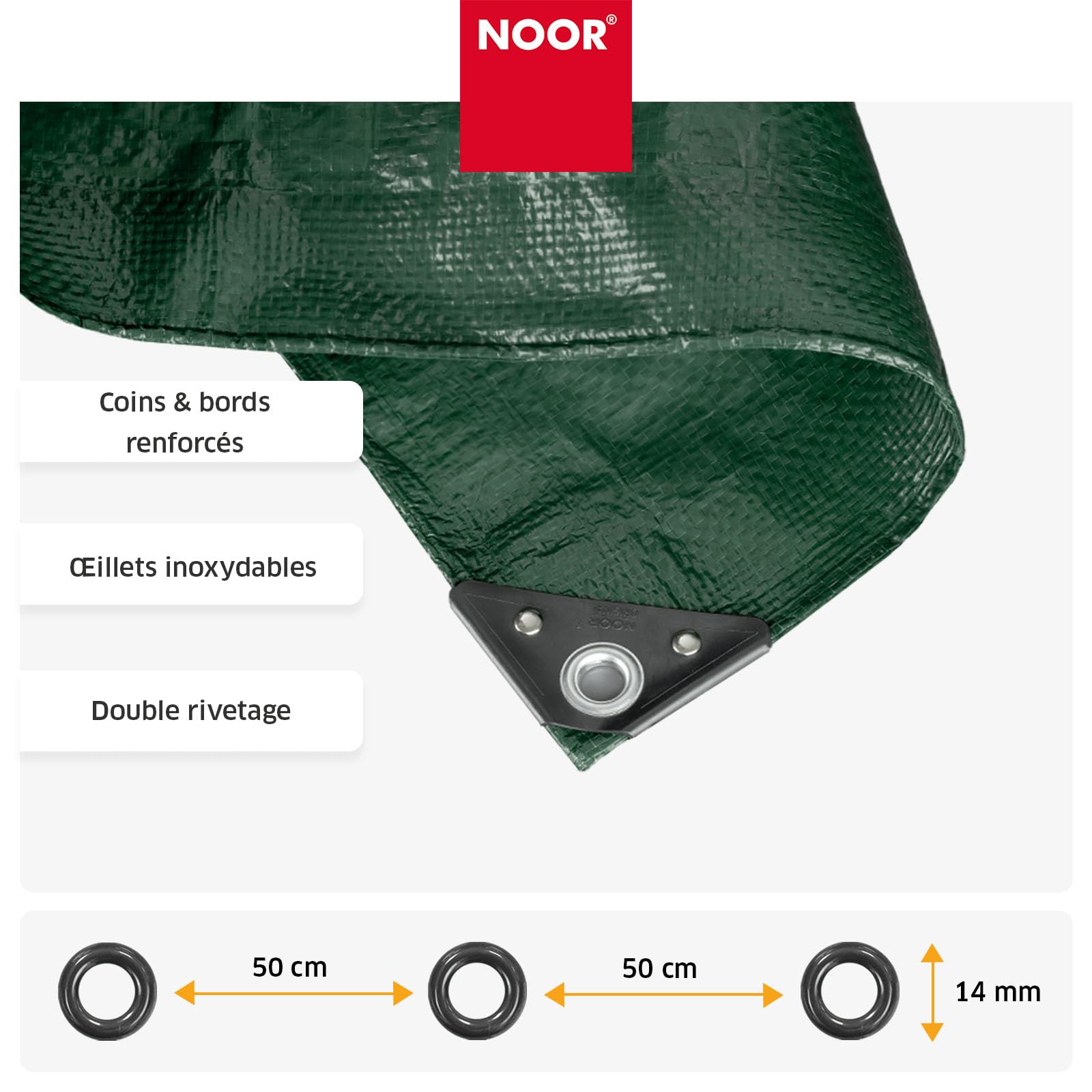 NOOR Bâche de Protection Easy - bâche en Tissu 90 g/m² - Verte 6x8 m