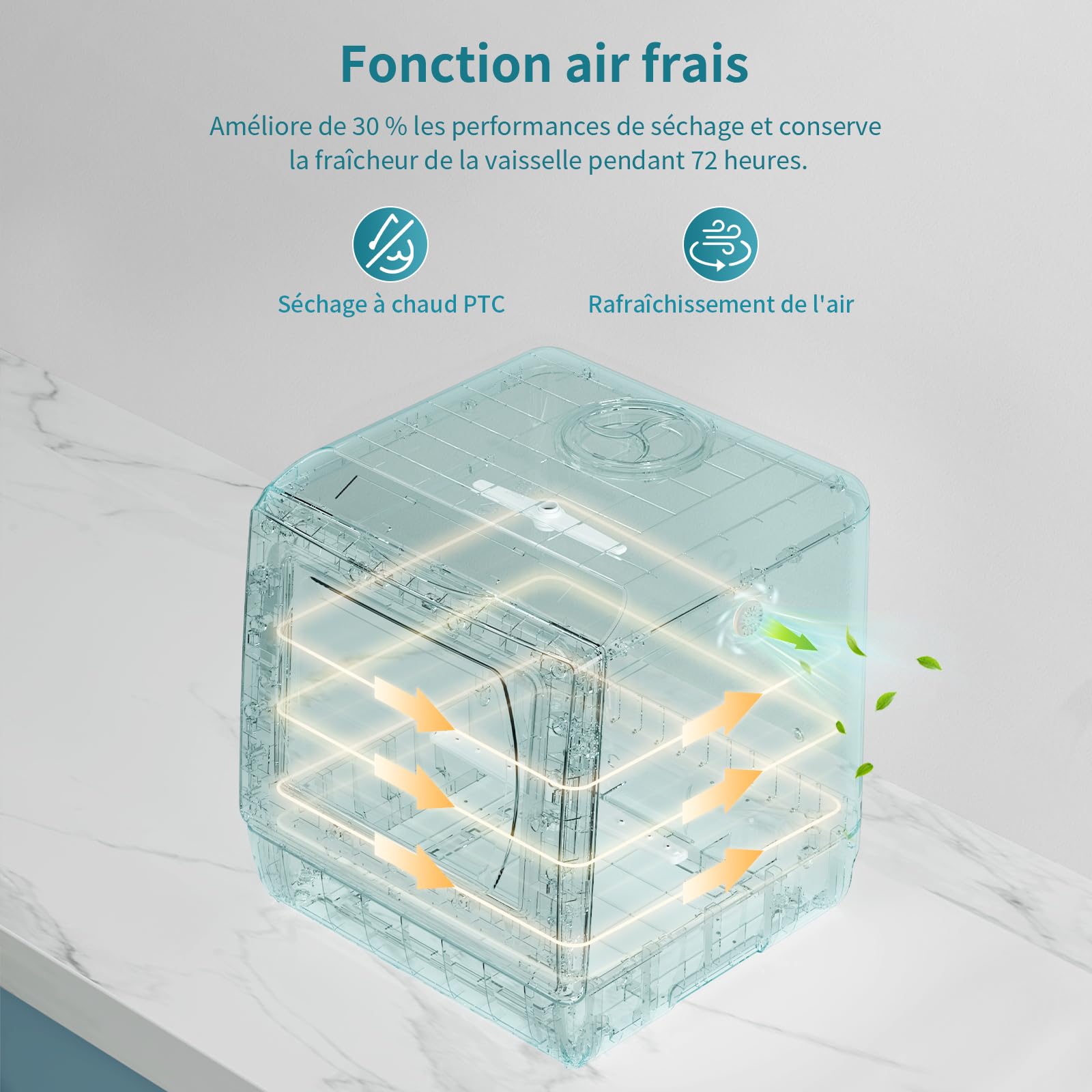 AIRMSEN Mini Lave-Vaisselle de Comptoir, 5+1 Programmes, Réservoir 5L, Contrôle Tactile, Écran LED, Blanc et Noir