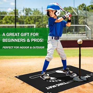 Baseball and Softball Batter Stance Training Mat for Hitting Practice