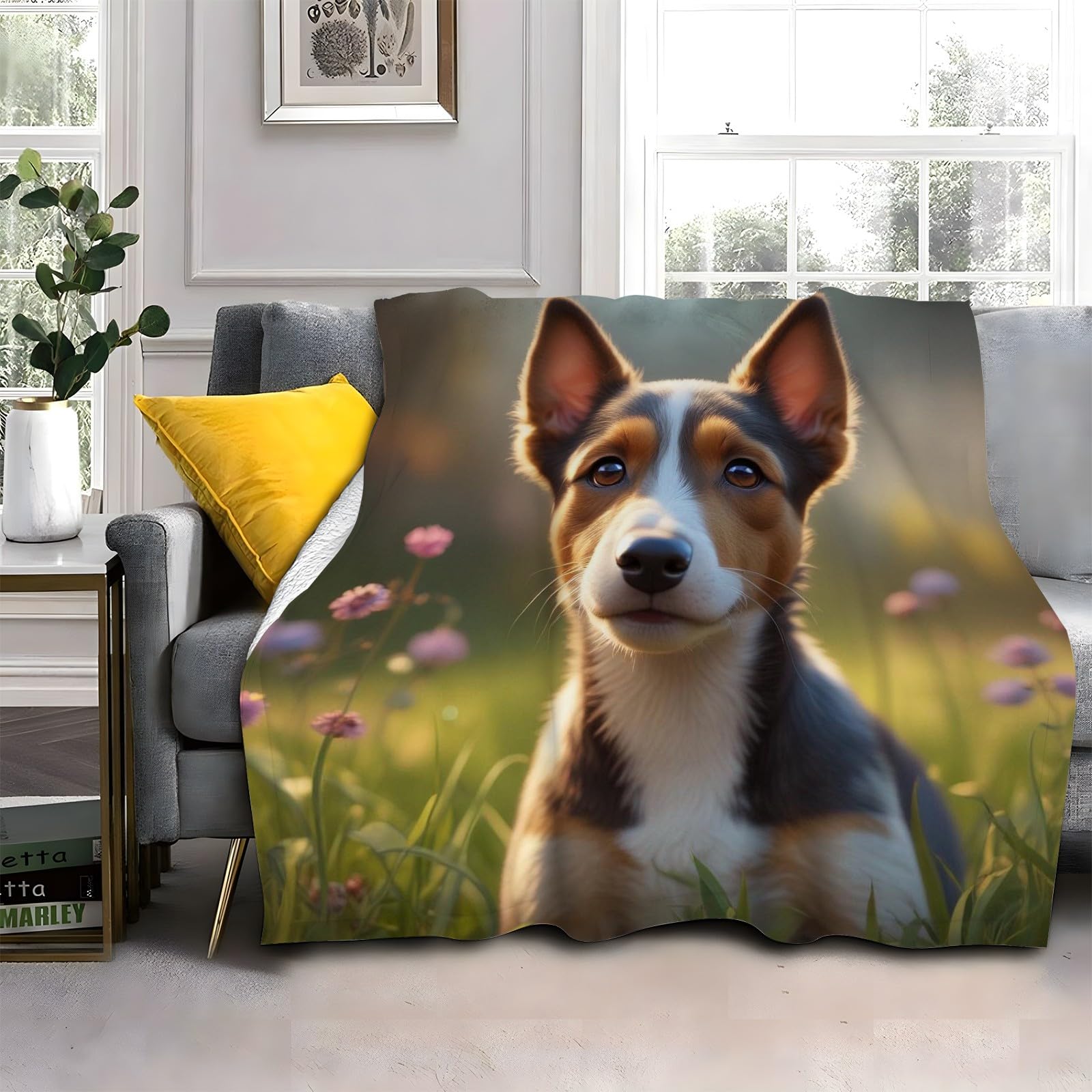 Kwiat koc Corgi koc na łóżko pojedyncze ciepłe miękkie koce na sofę puszyste flanelowe 180 x 200 cm na wszystkie pory roku