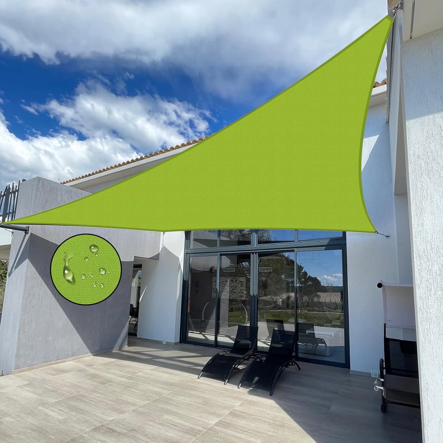 Shade Sail Waterproof Sun Canopy Triangle 13'x 13' Sails UV Block for Patio Backyard Lawn Yard in Color Green